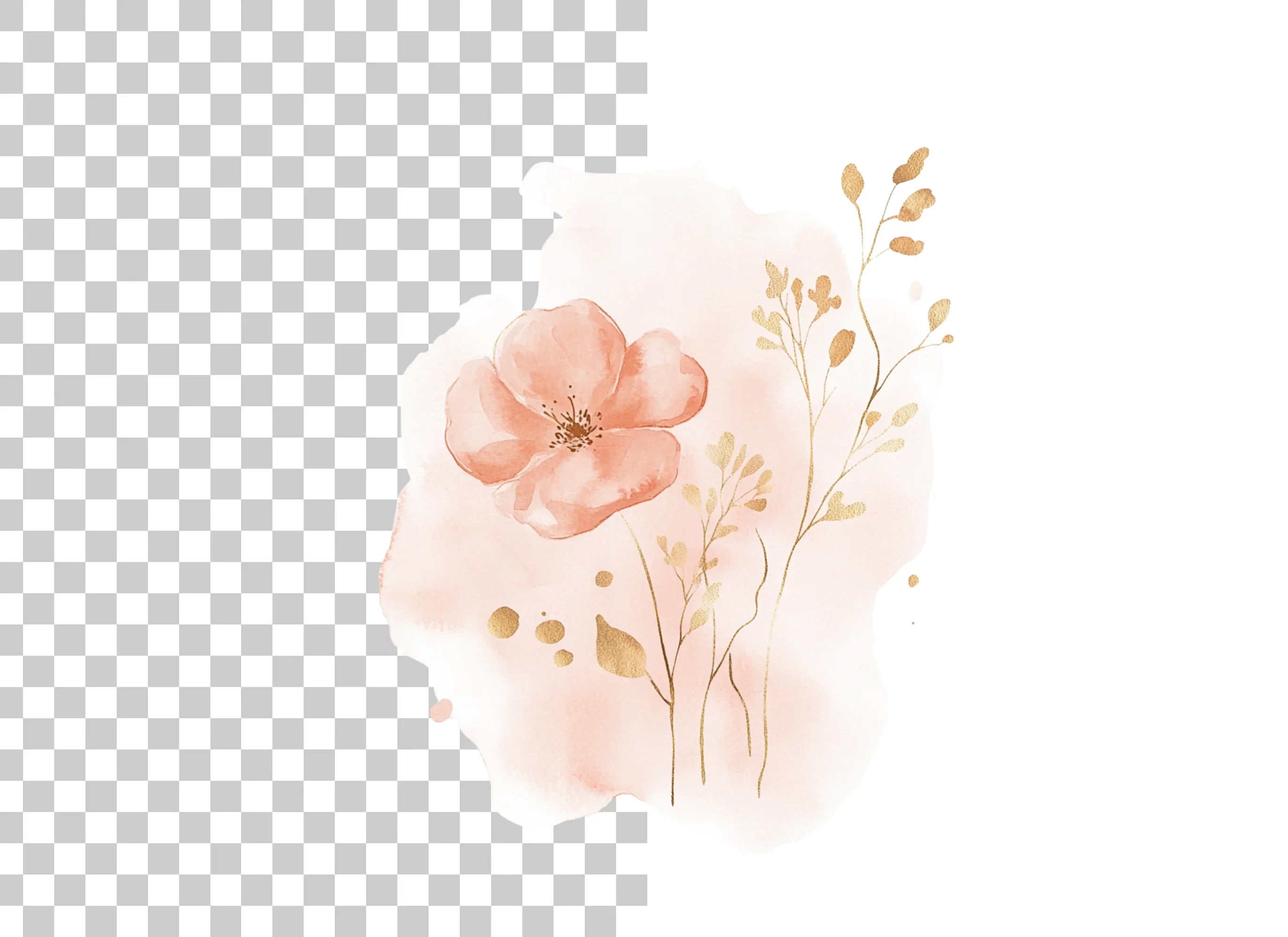 Floral Gold Clipart Bundle