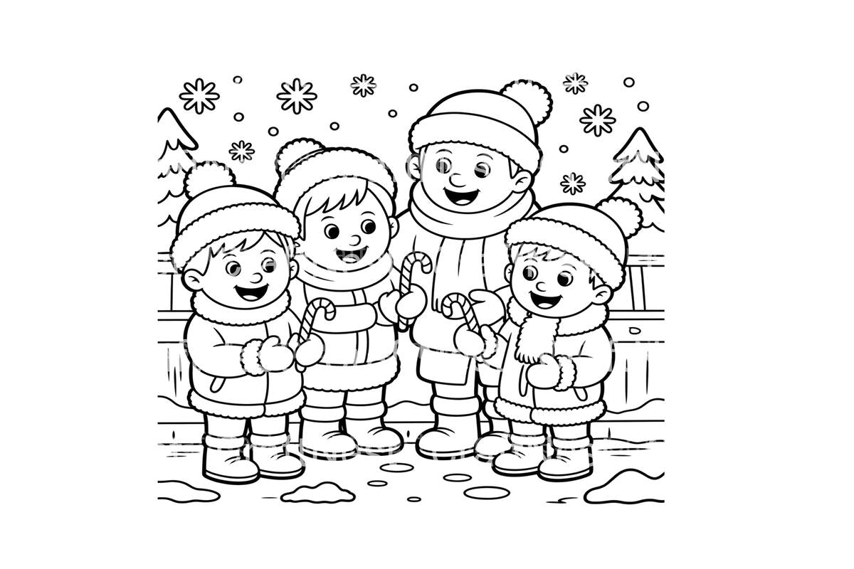 Winter Candy Cane Kids Coloring Books