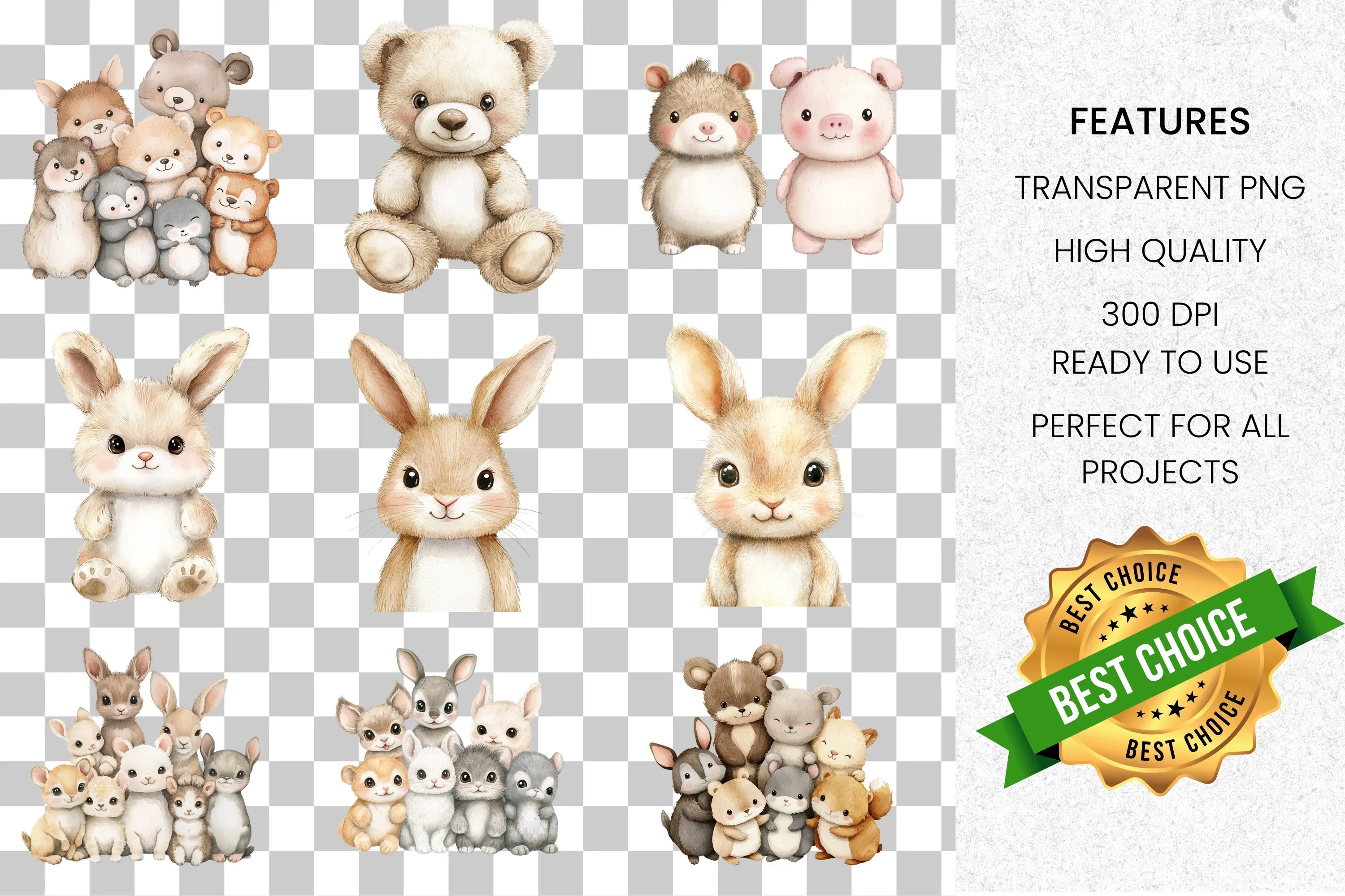 Cute Animals Clipart Bundle