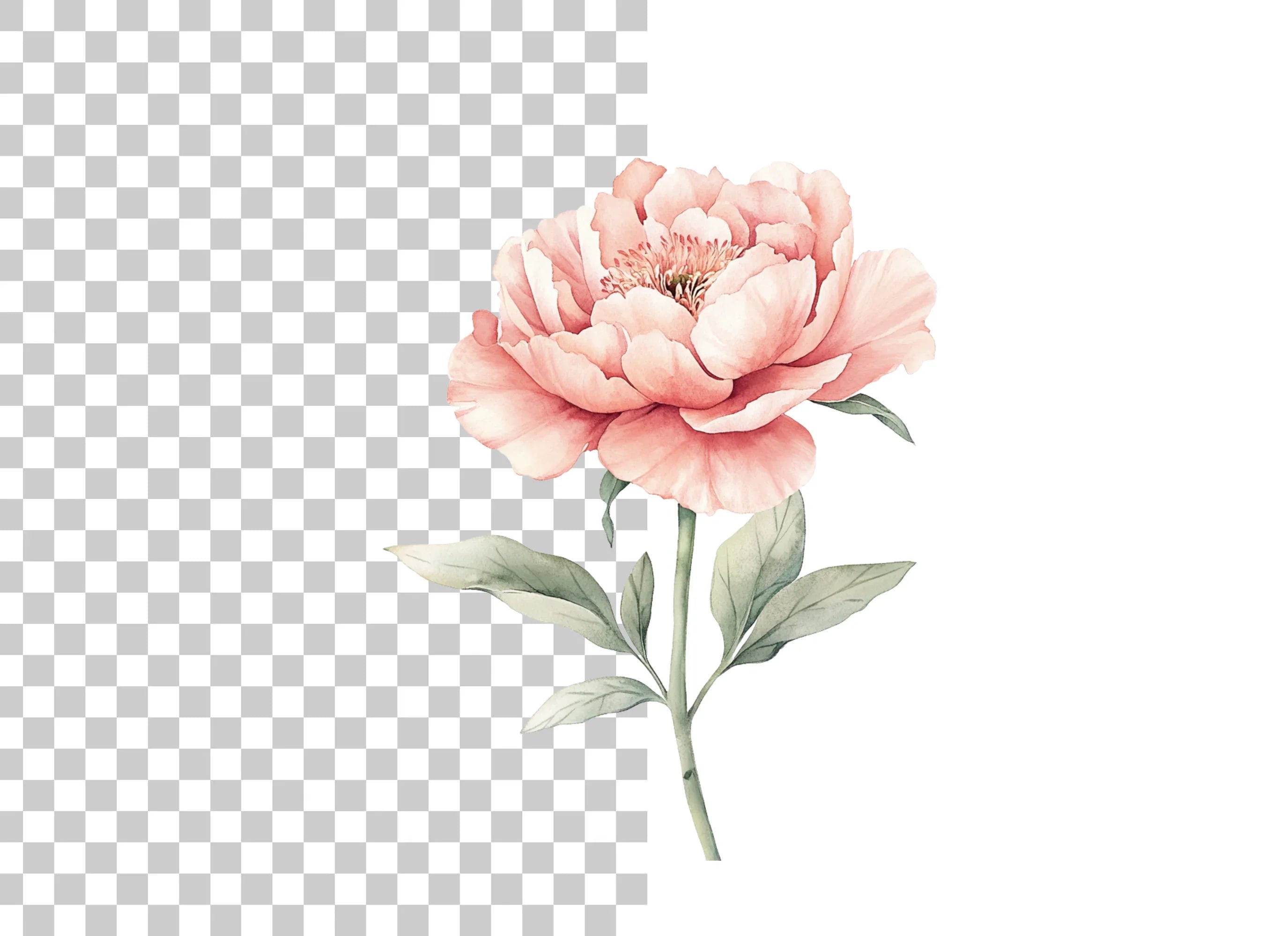 Elegant Pink Peony Clipart Bundle