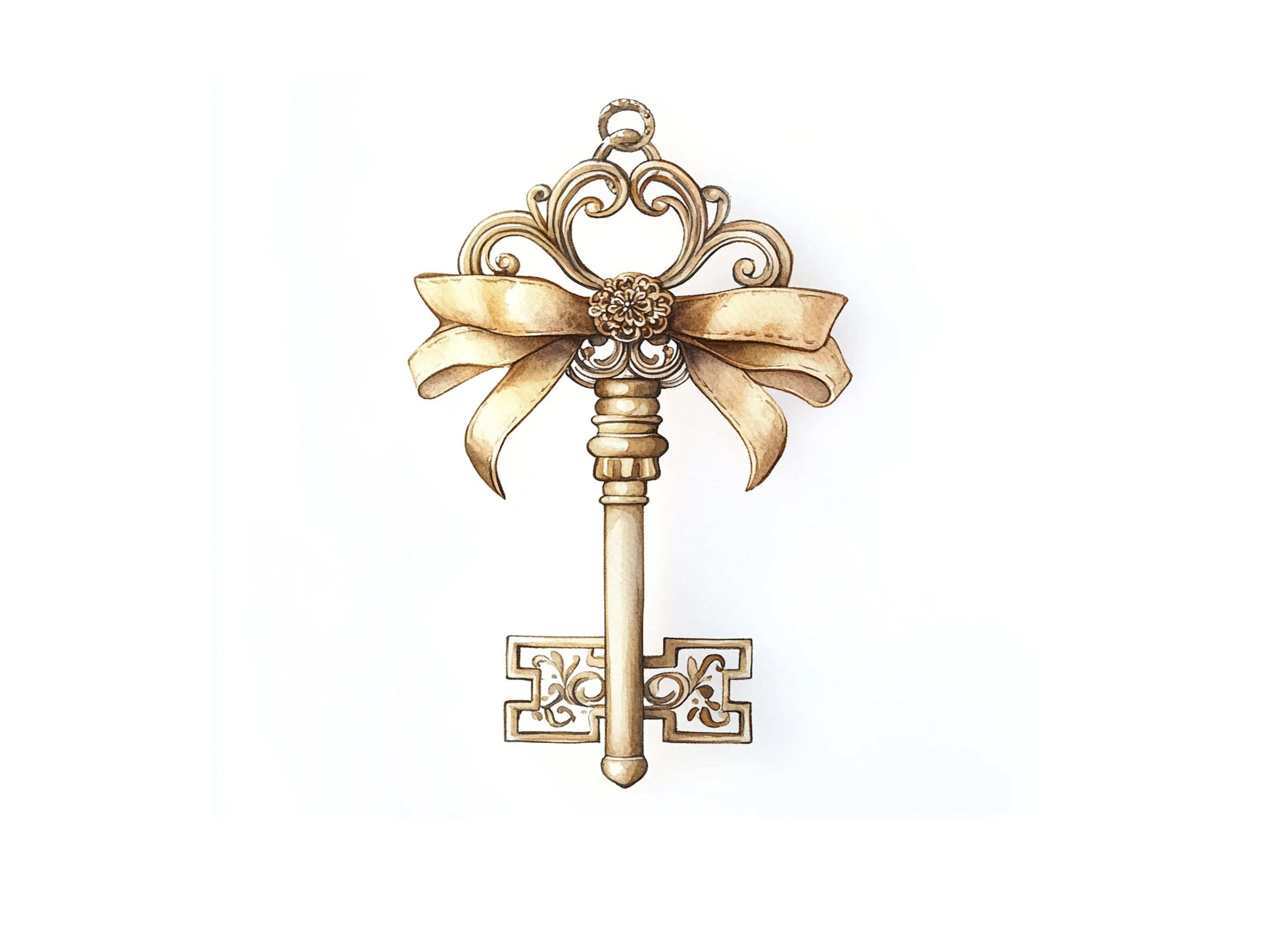 Elegant Gold Skeleton Keys Clipart Bundle