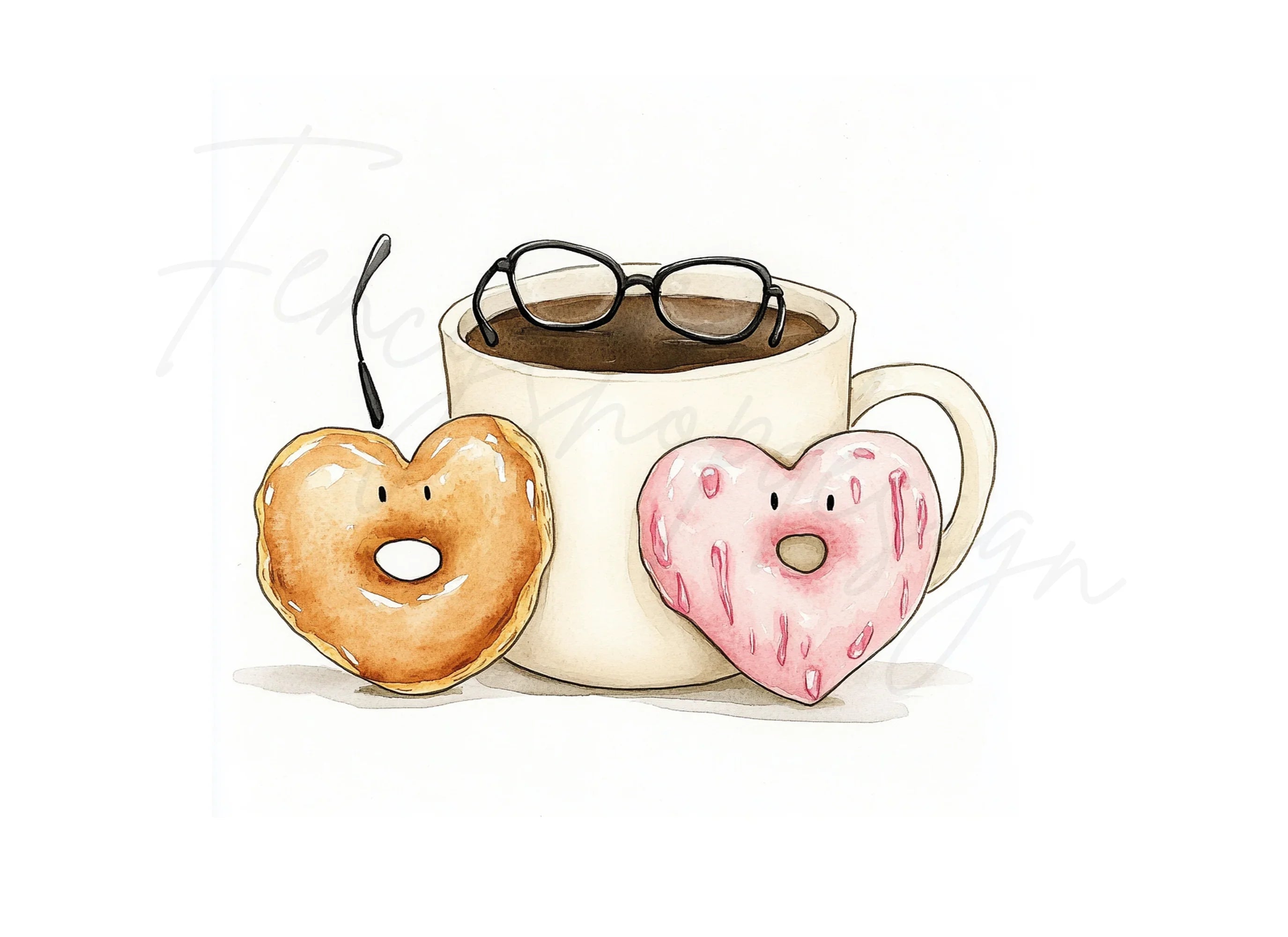Heart Donut and Coffee Clipart Bundle