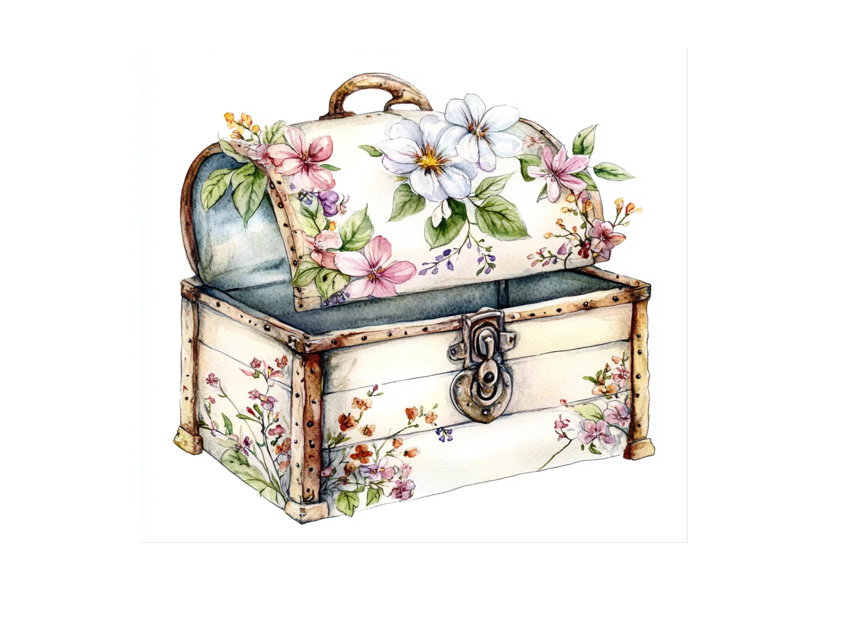 Floral Treasure Chest Clipart Bundle