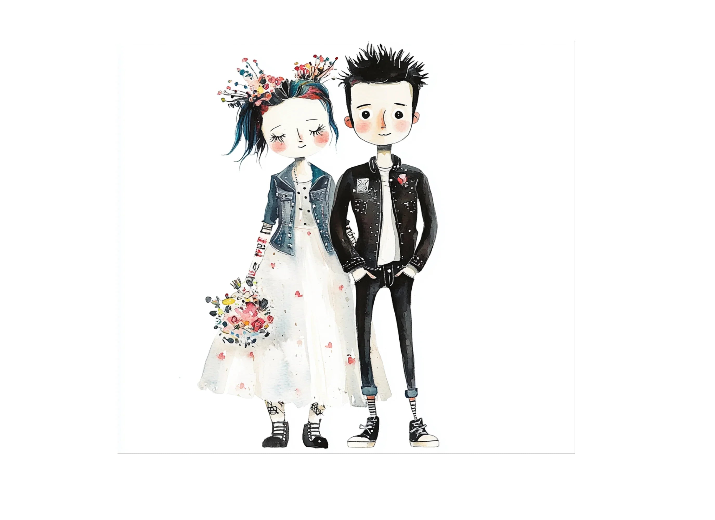 Punk Rock Wedding Couple Clipart Bundle