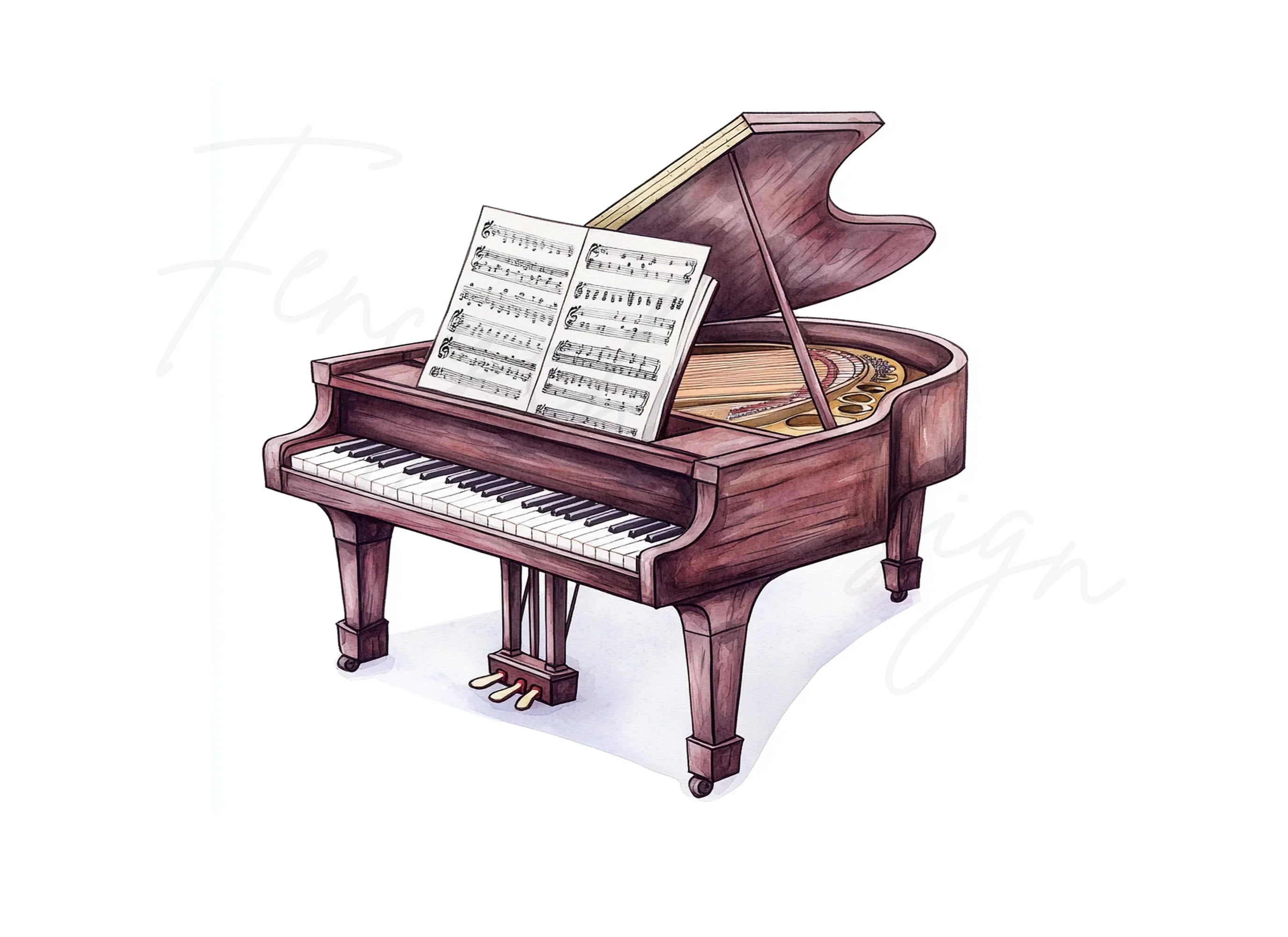 Elegant Grand Piano Clipart Bundle