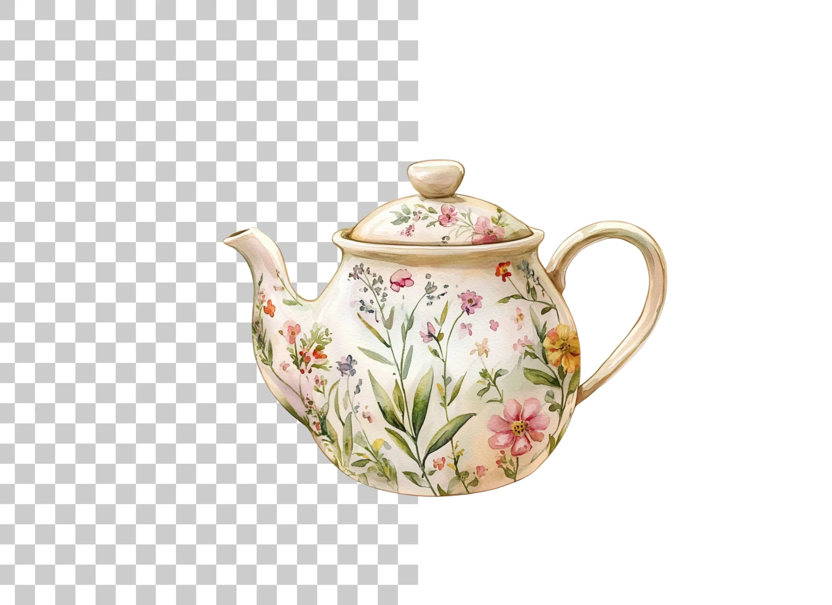 Floral Teapots Clipart Bundle