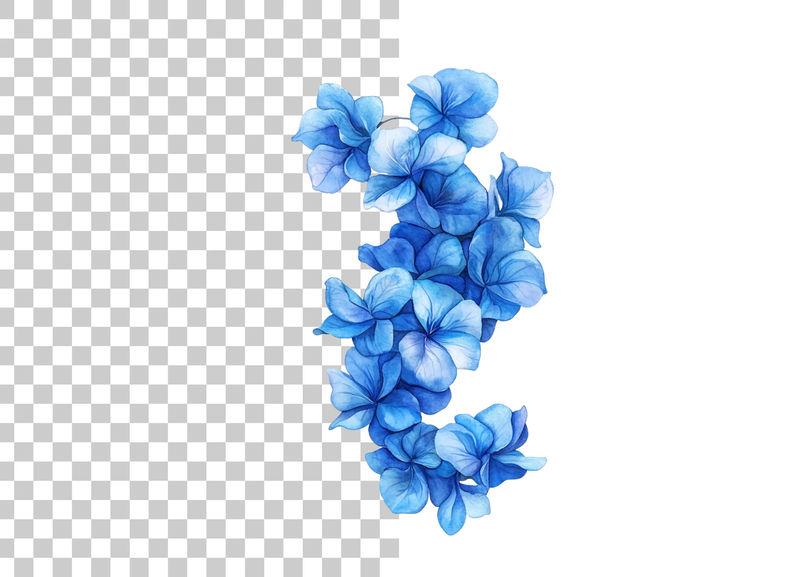Blue Hydrangea Floral Clipart Bundle