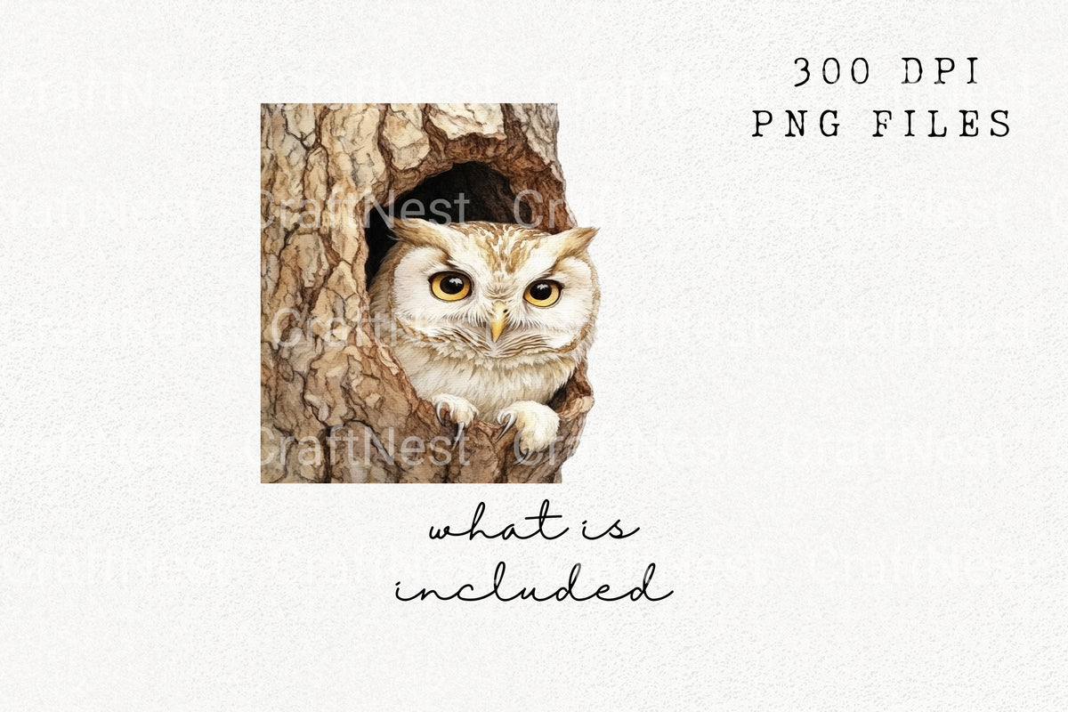 Adorable Owls In Nests Designs Clipart Bundle