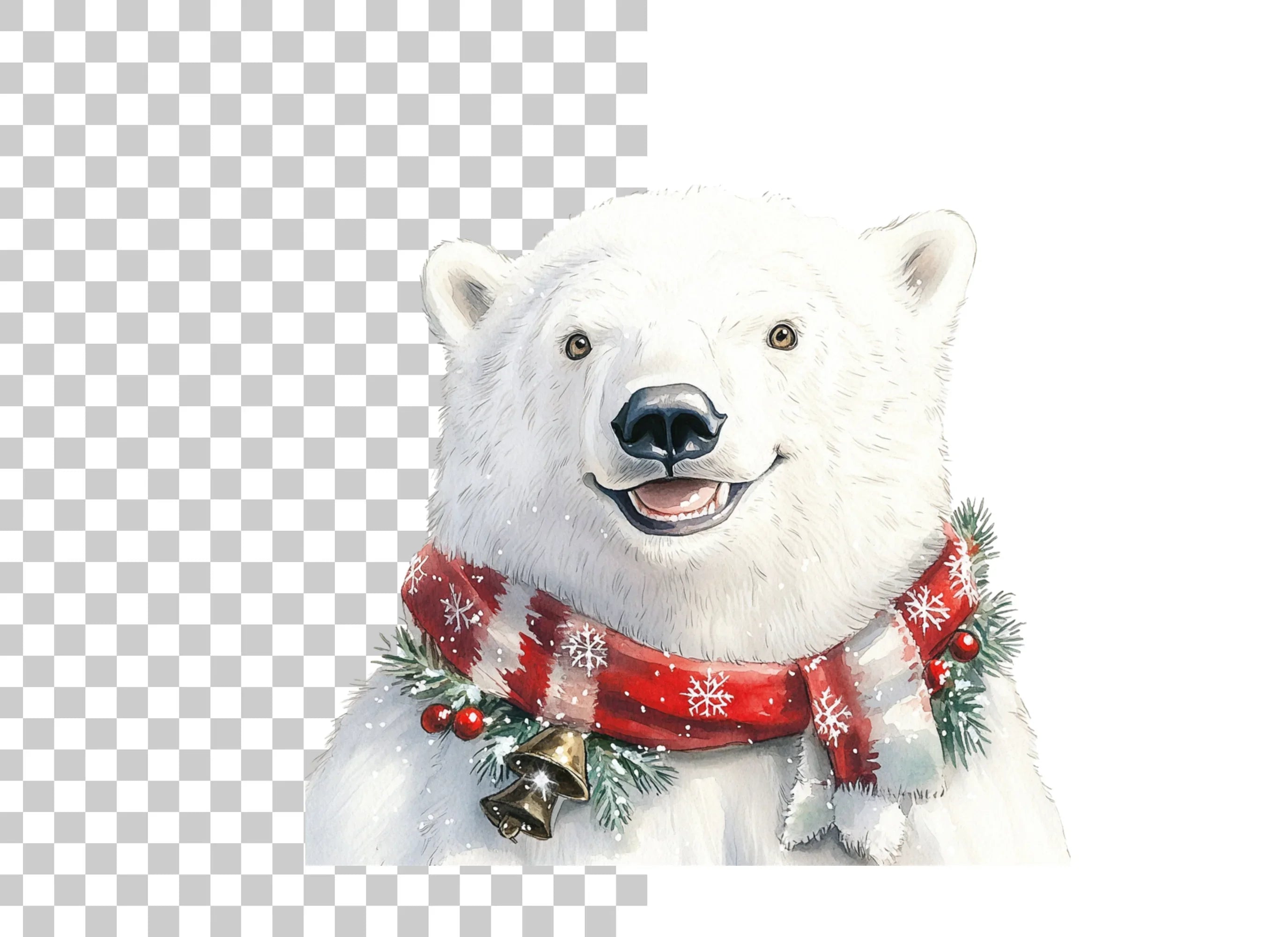 Smiling Polar Bear Christmas Clipart Bundle