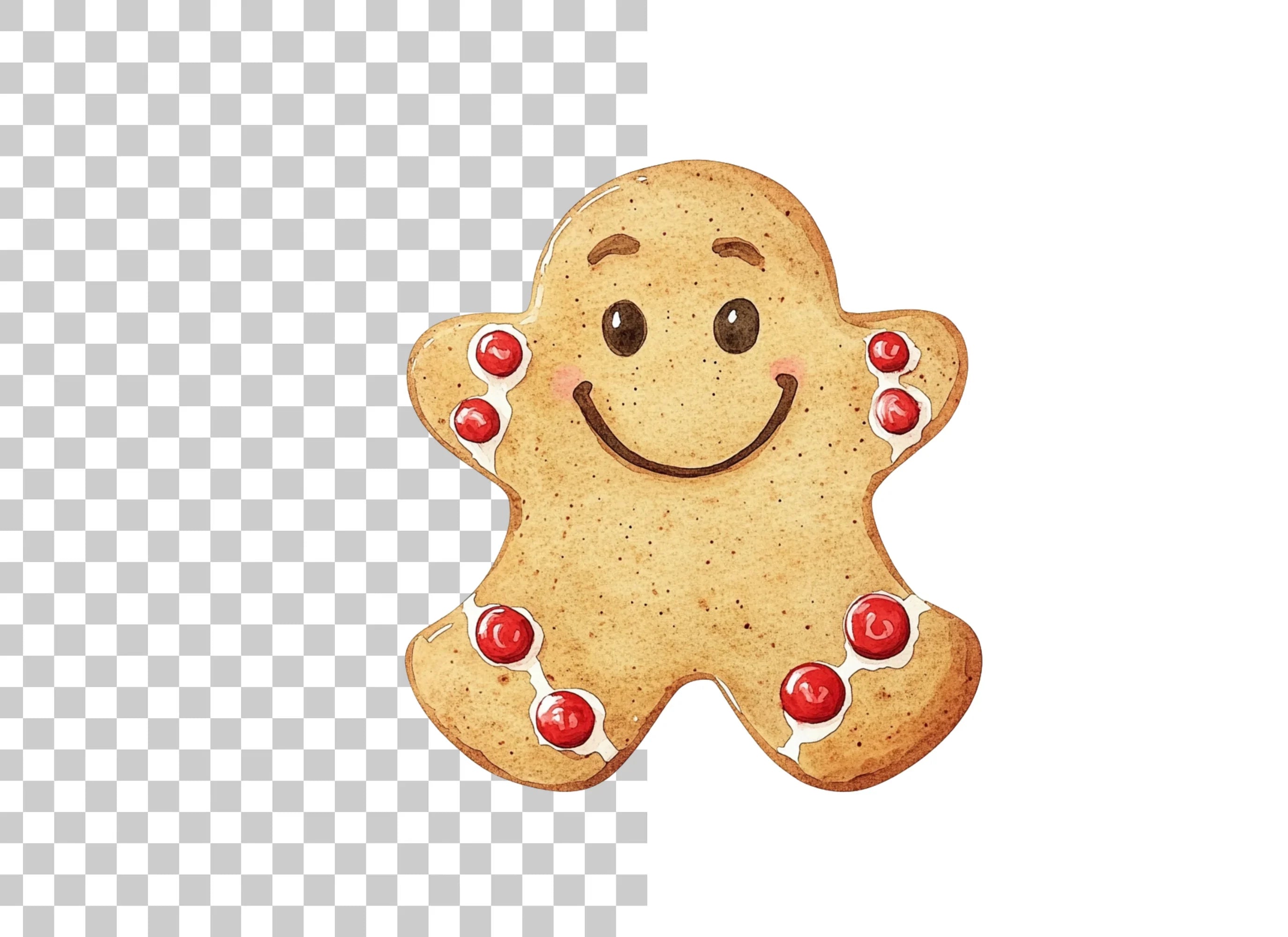 Smiling Gingerbread Man Clipart Bundle