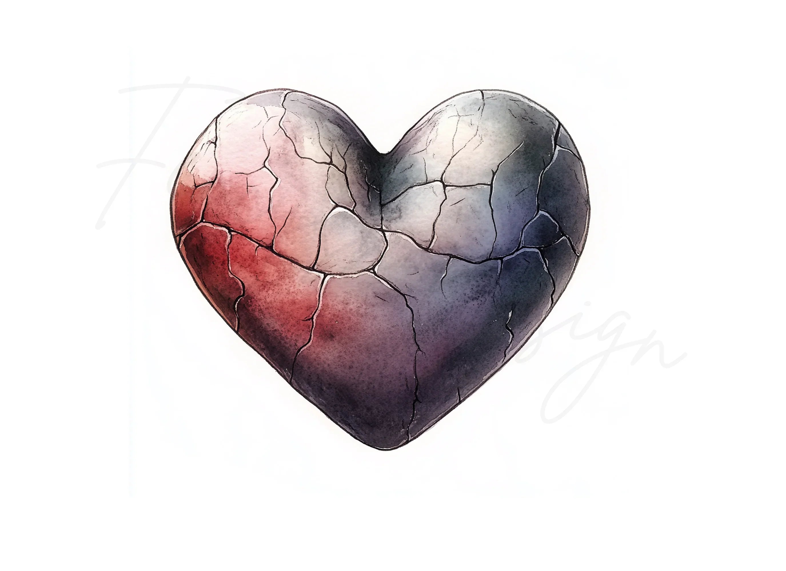 Cracked Stone Heart Clipart Bundle