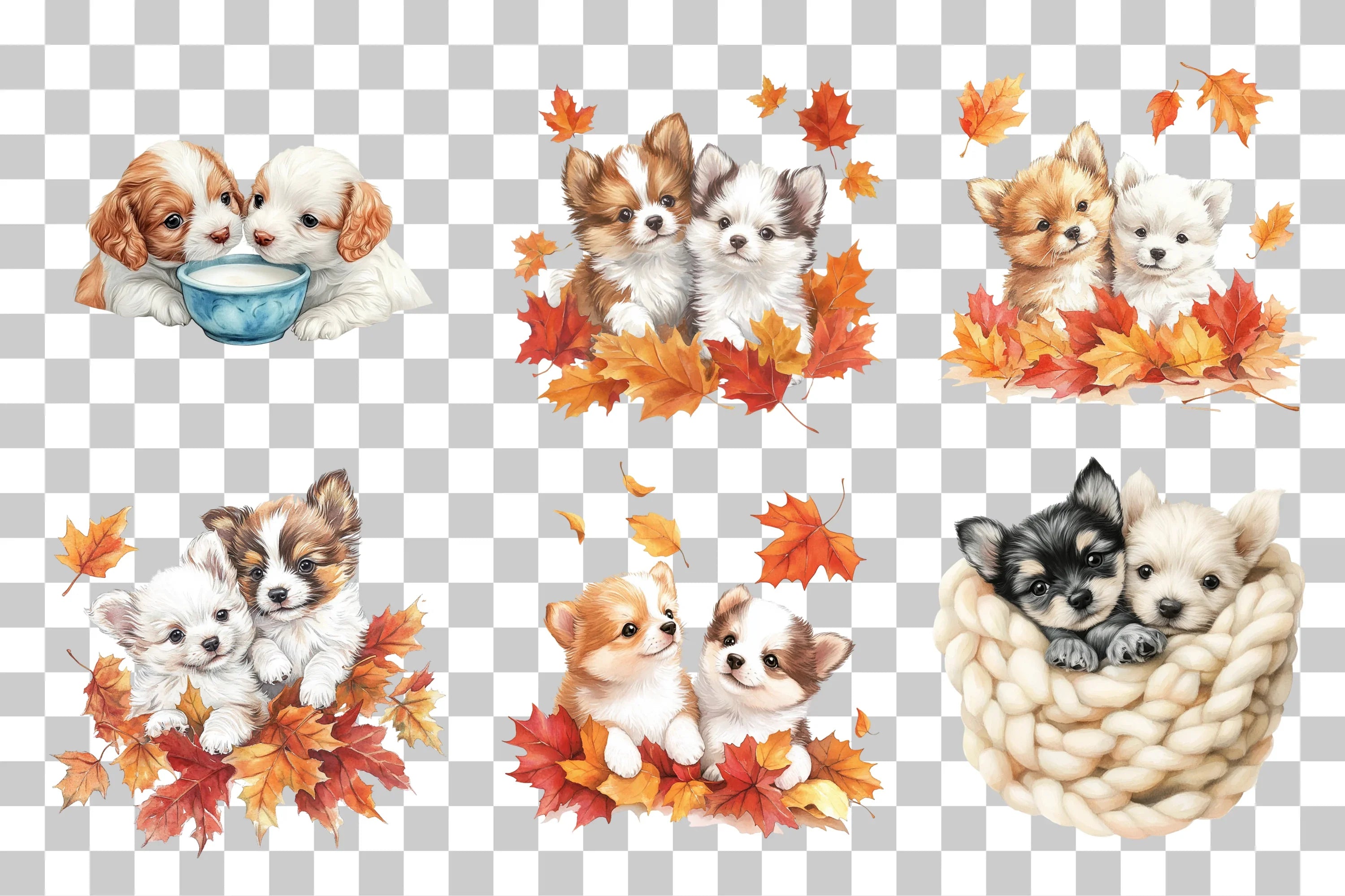Adorable Sleeping Puppies Clipart Bundle