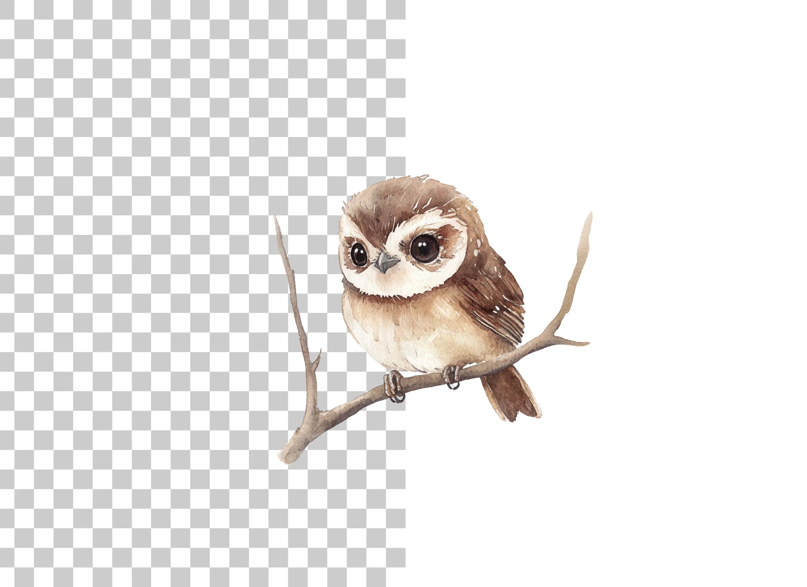 Cute Owl on Branch Clipart Bundle