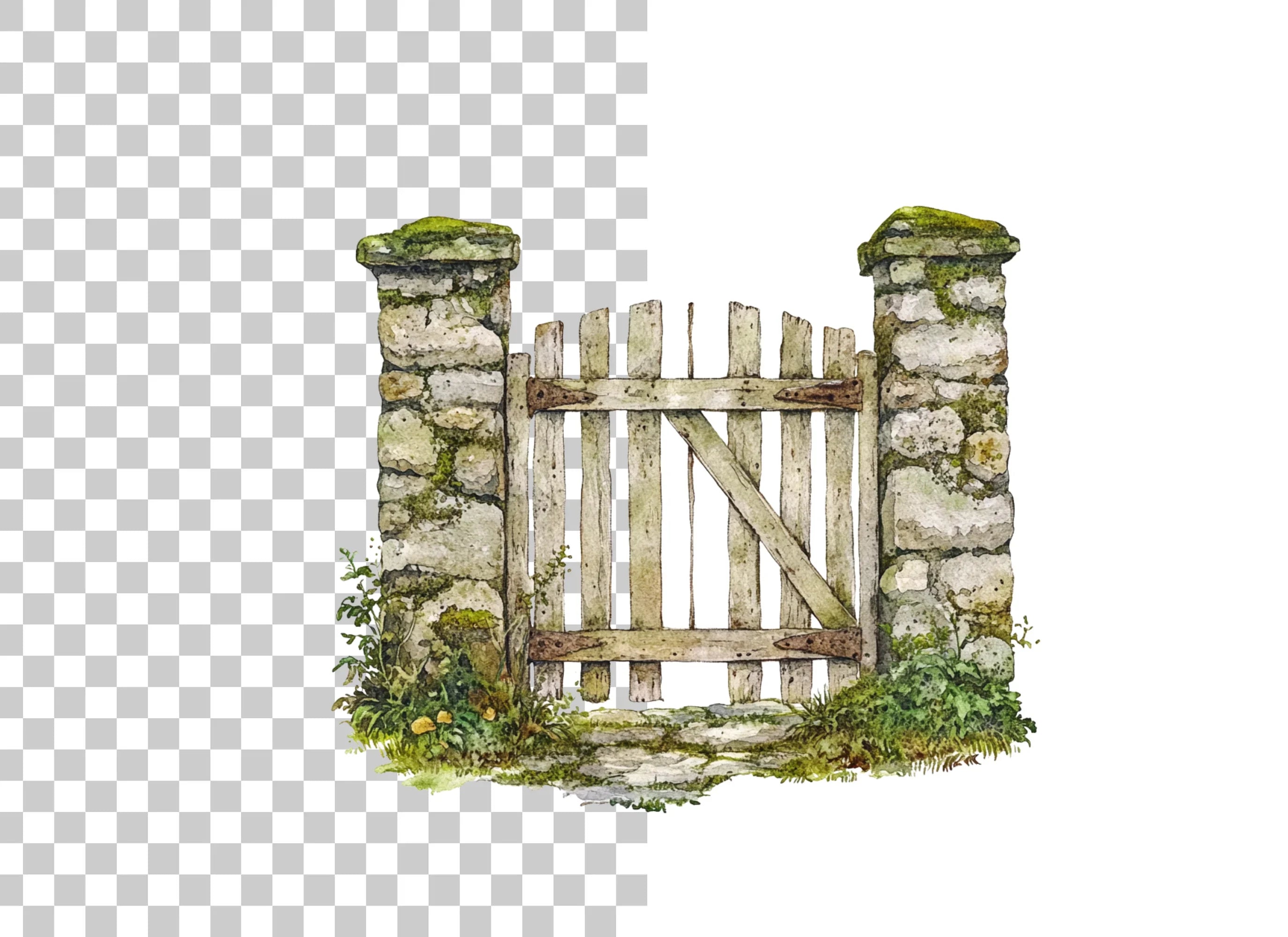 Rustic Stone Gate Clipart Bundle