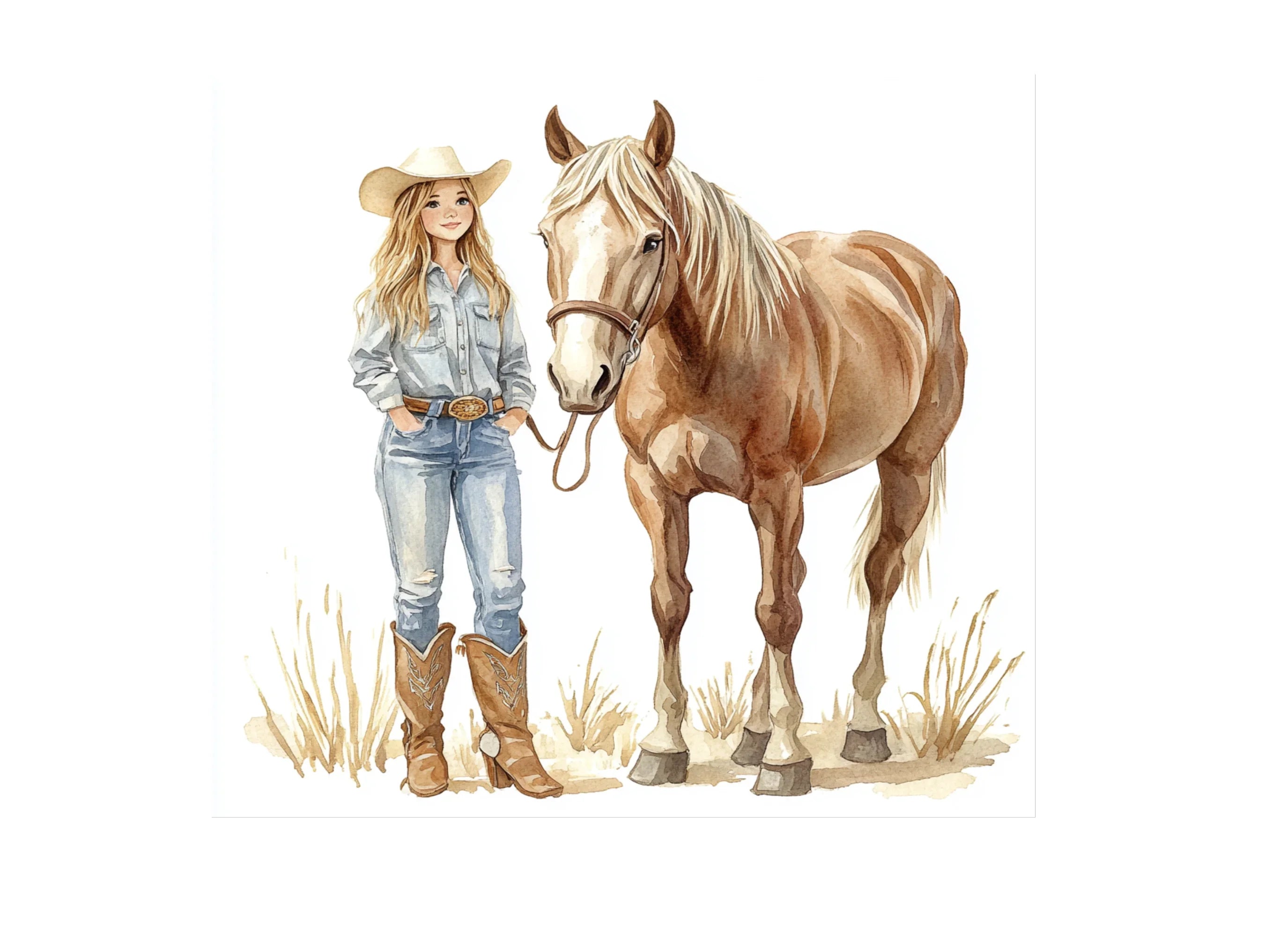 Cowgirl and Horse Western Clipart Bundle