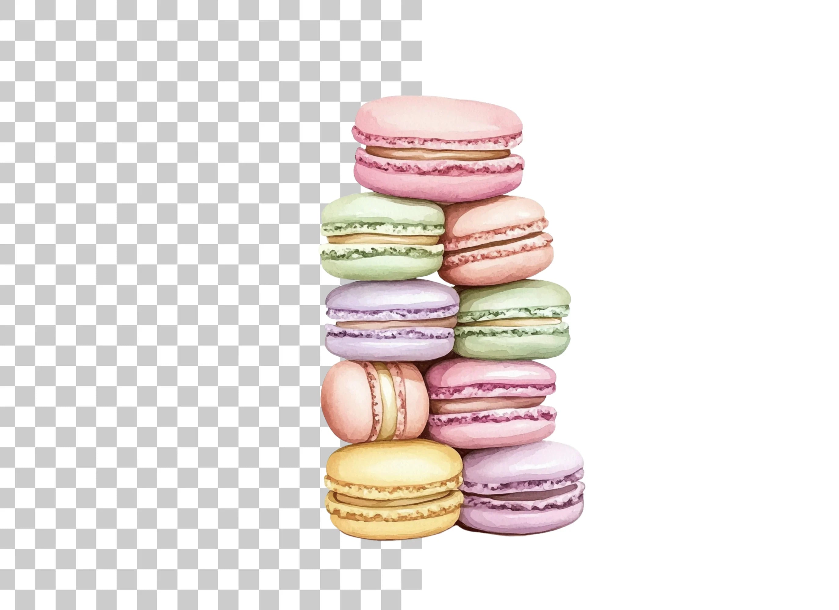 Colorful Macaron Tower Clipart Bundle
