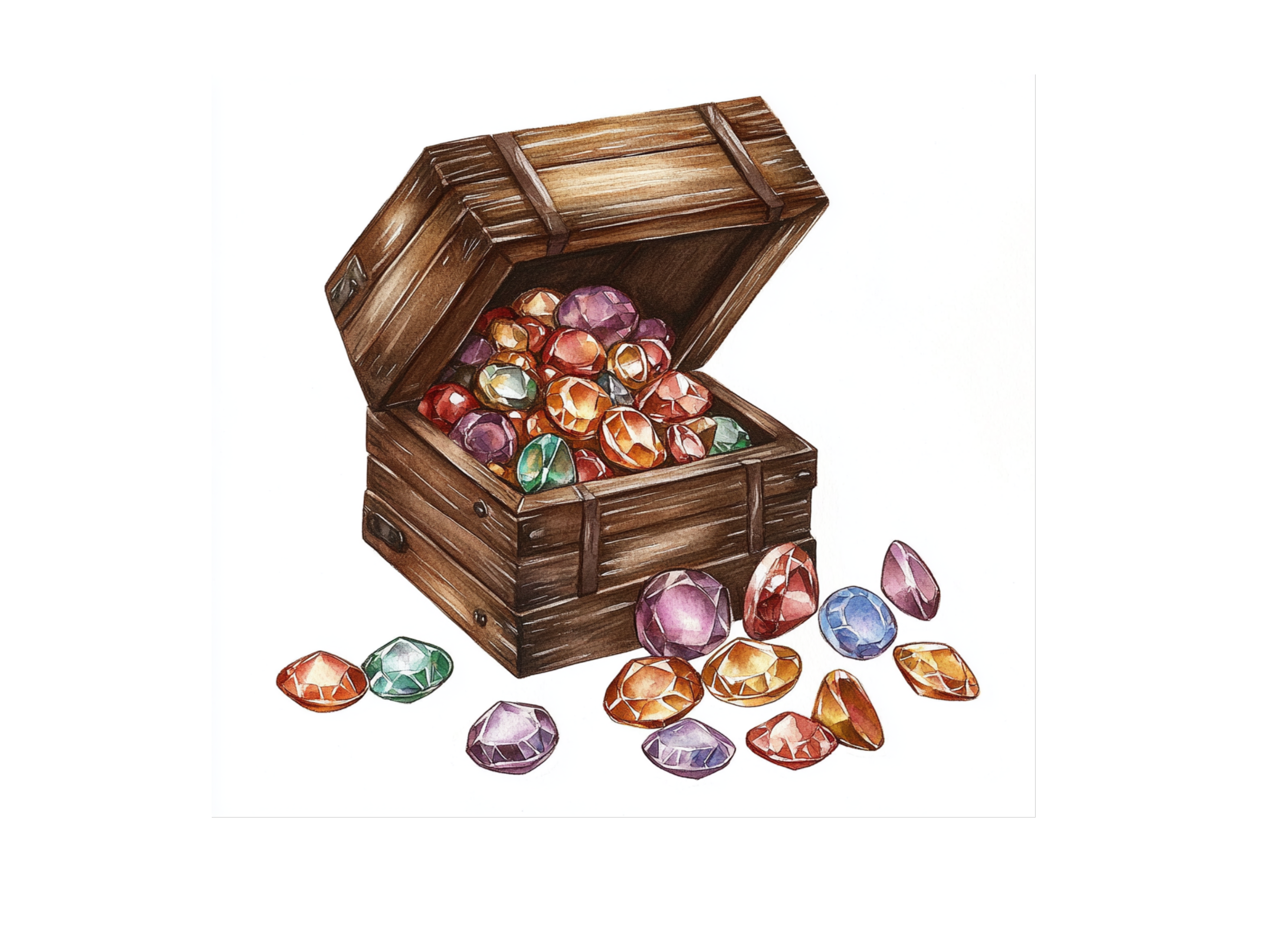 Treasure Chest with Gems Clipart Bundle