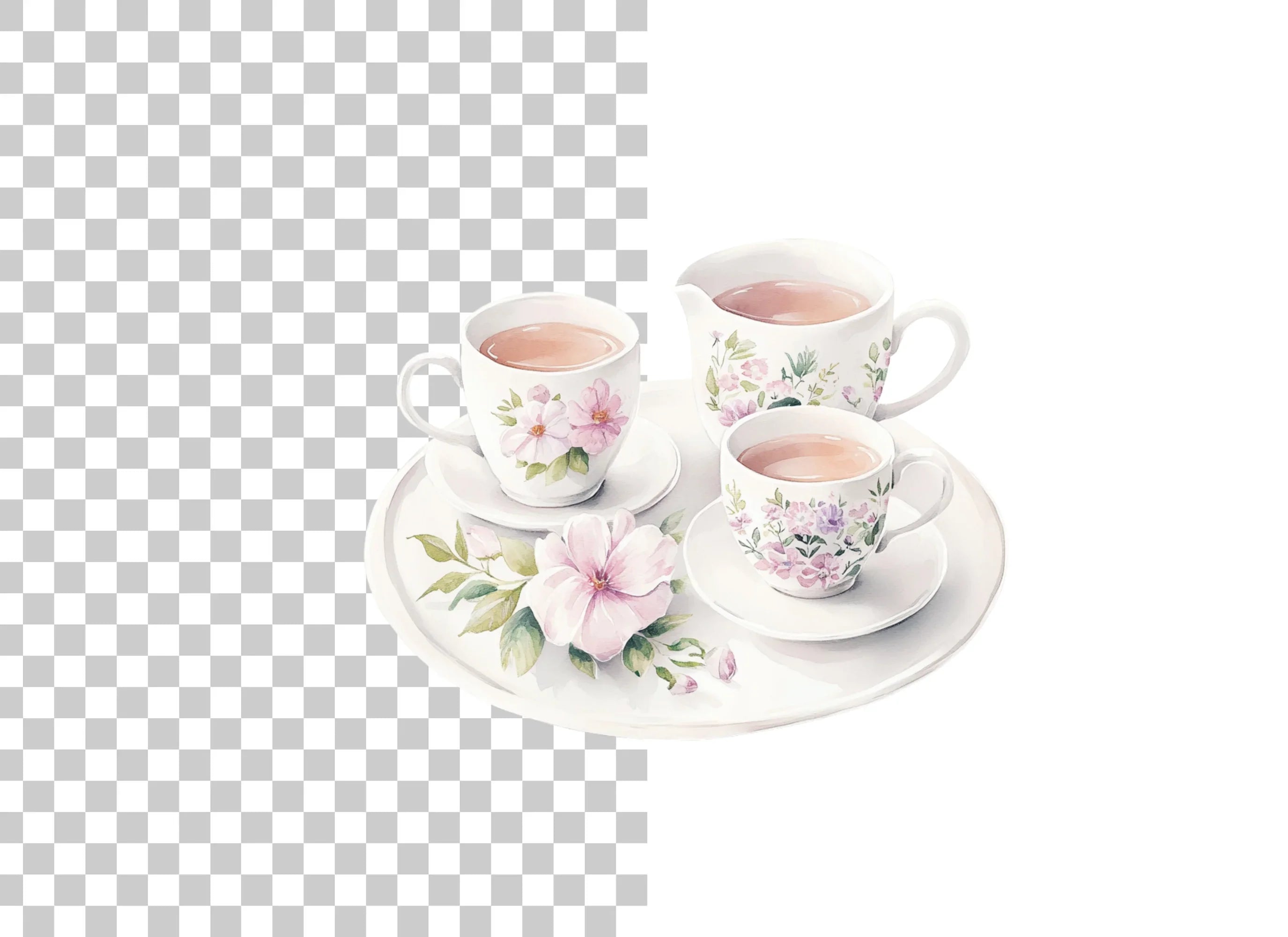 Elegant Floral Tea Clipart Bundle
