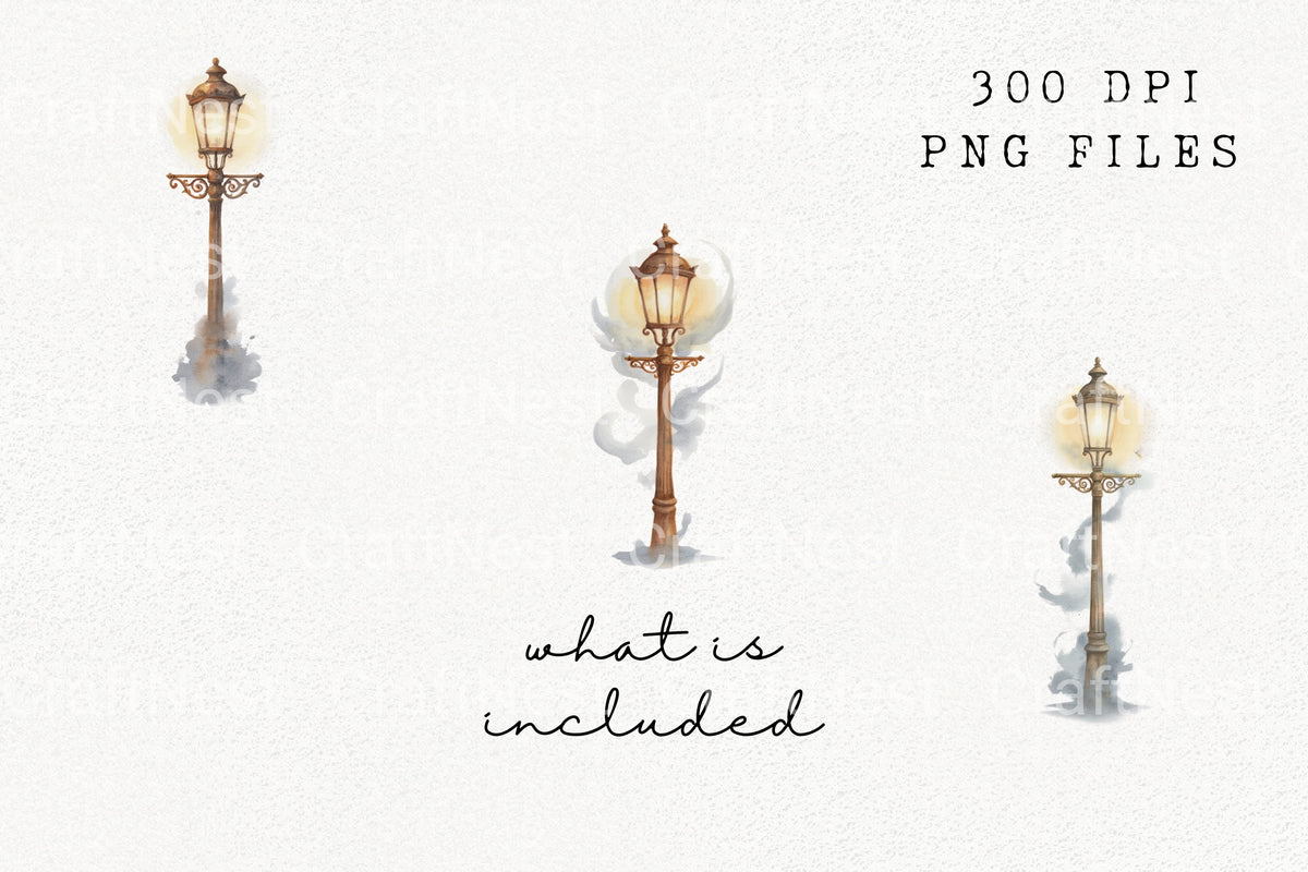 Haunted Lamppost Stairs Clipart Bundle