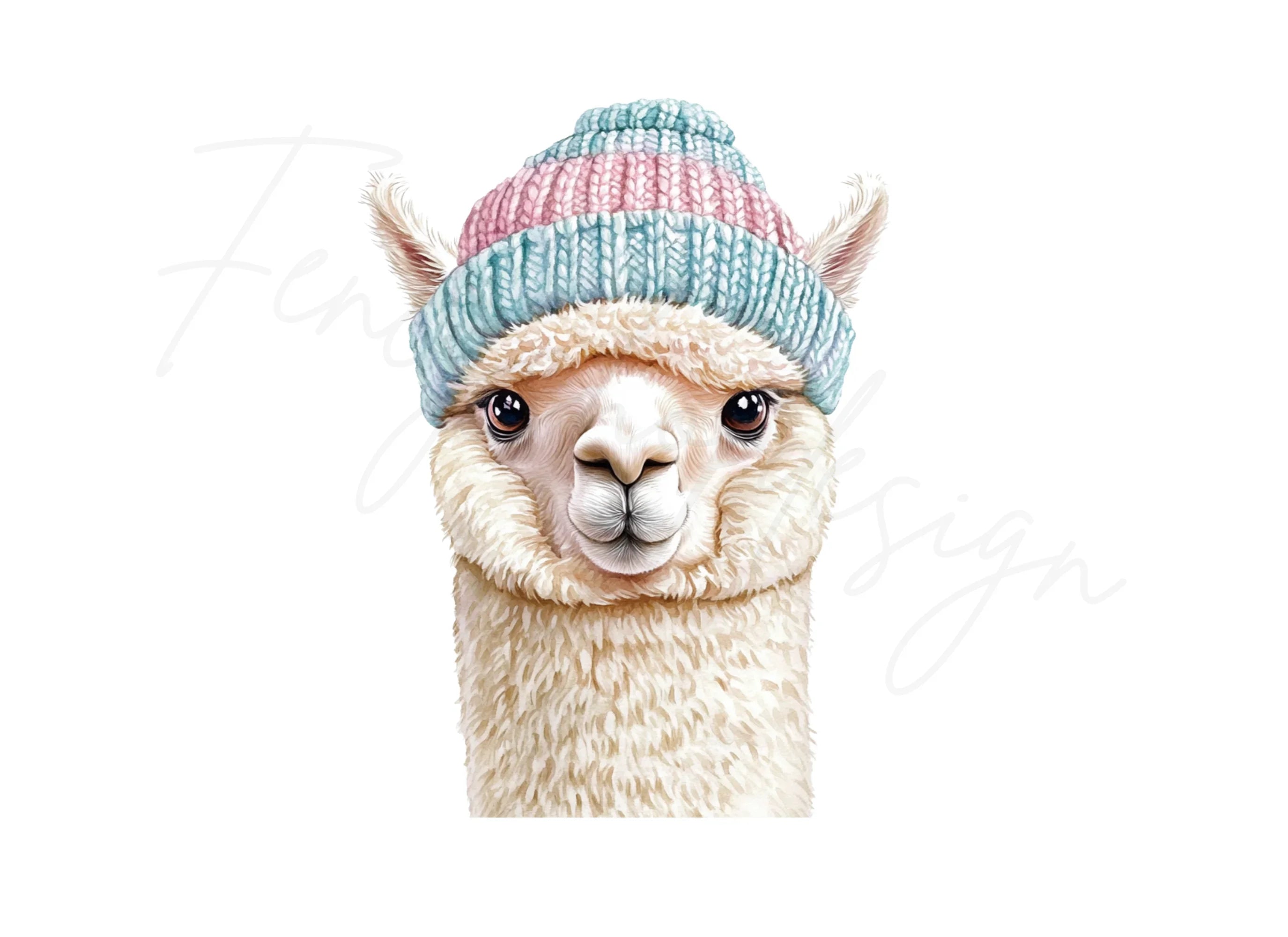 Cute Alpaca Winter Hat Clipart Bundle