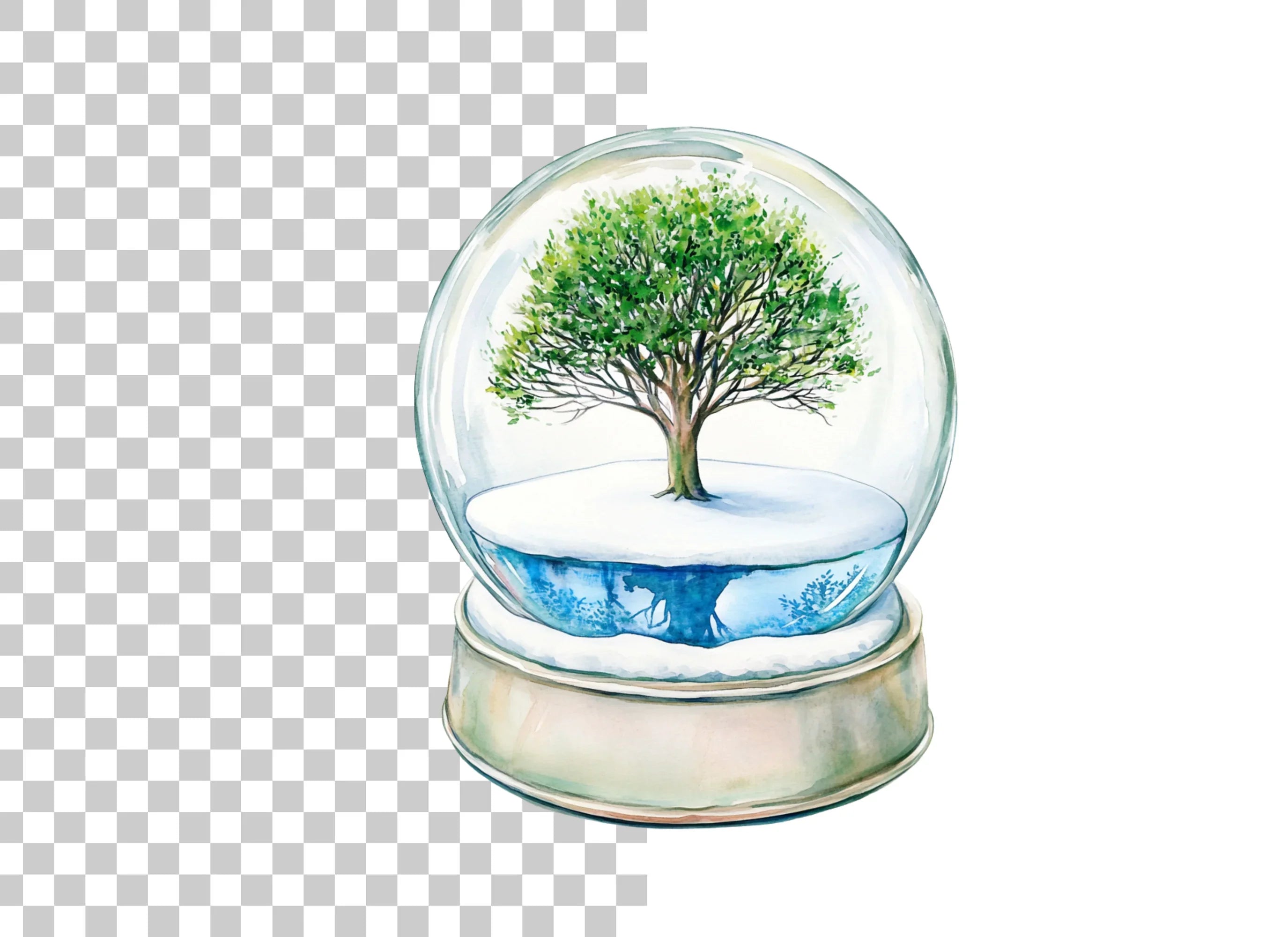 Snow Globe Trees Clipart Bundle
