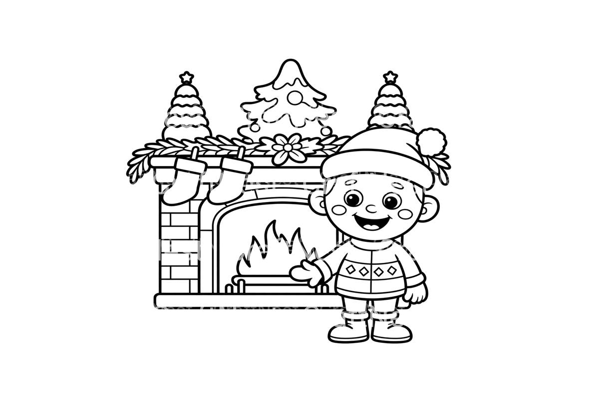 Christmas Fireplace Fun Coloring Books