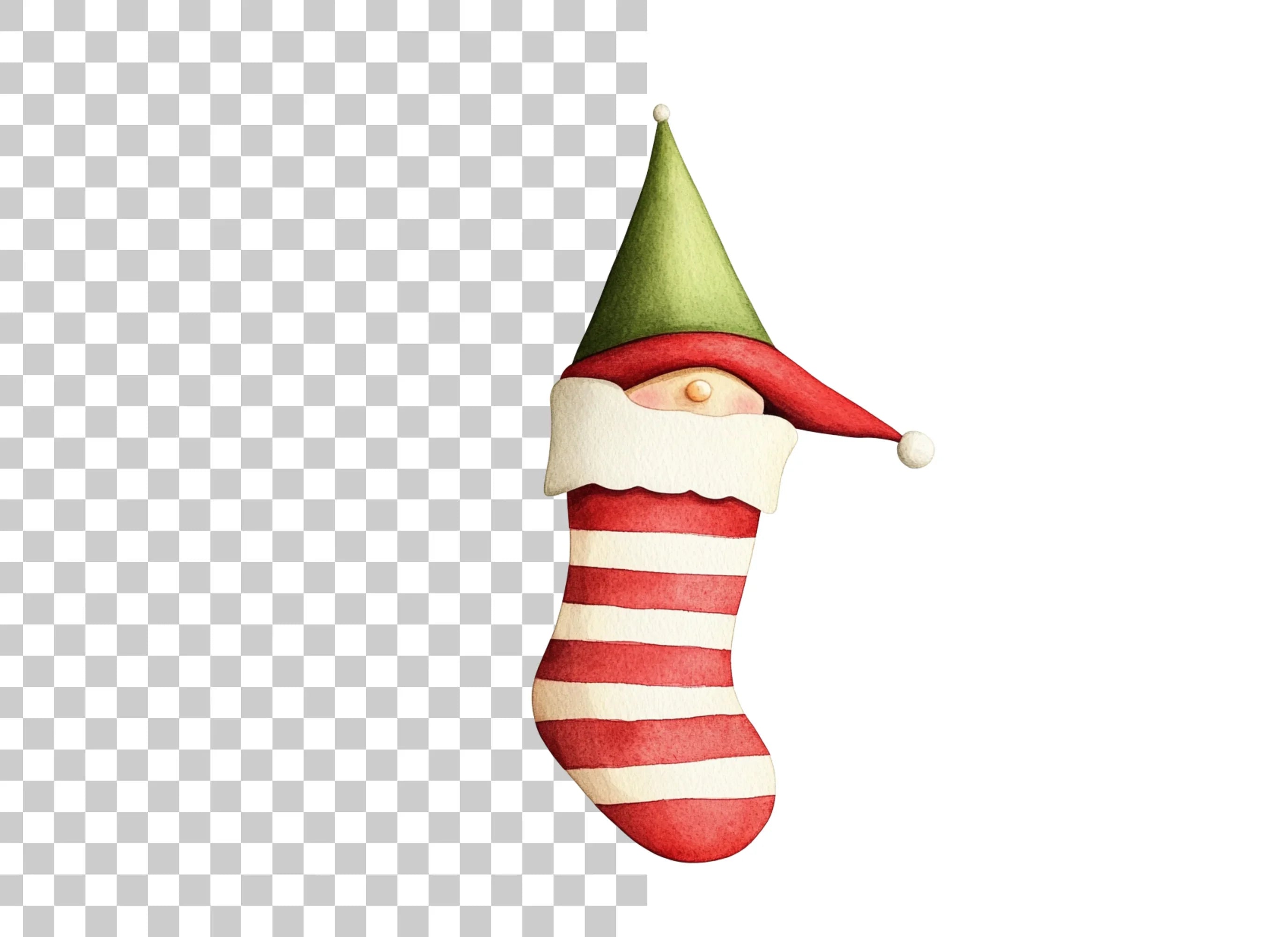 Christmas Elf in Striped Stocking Clipart Bundle