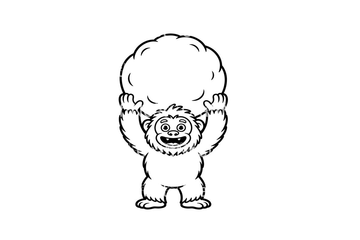 Funny Yeti Snowball Coloring Books