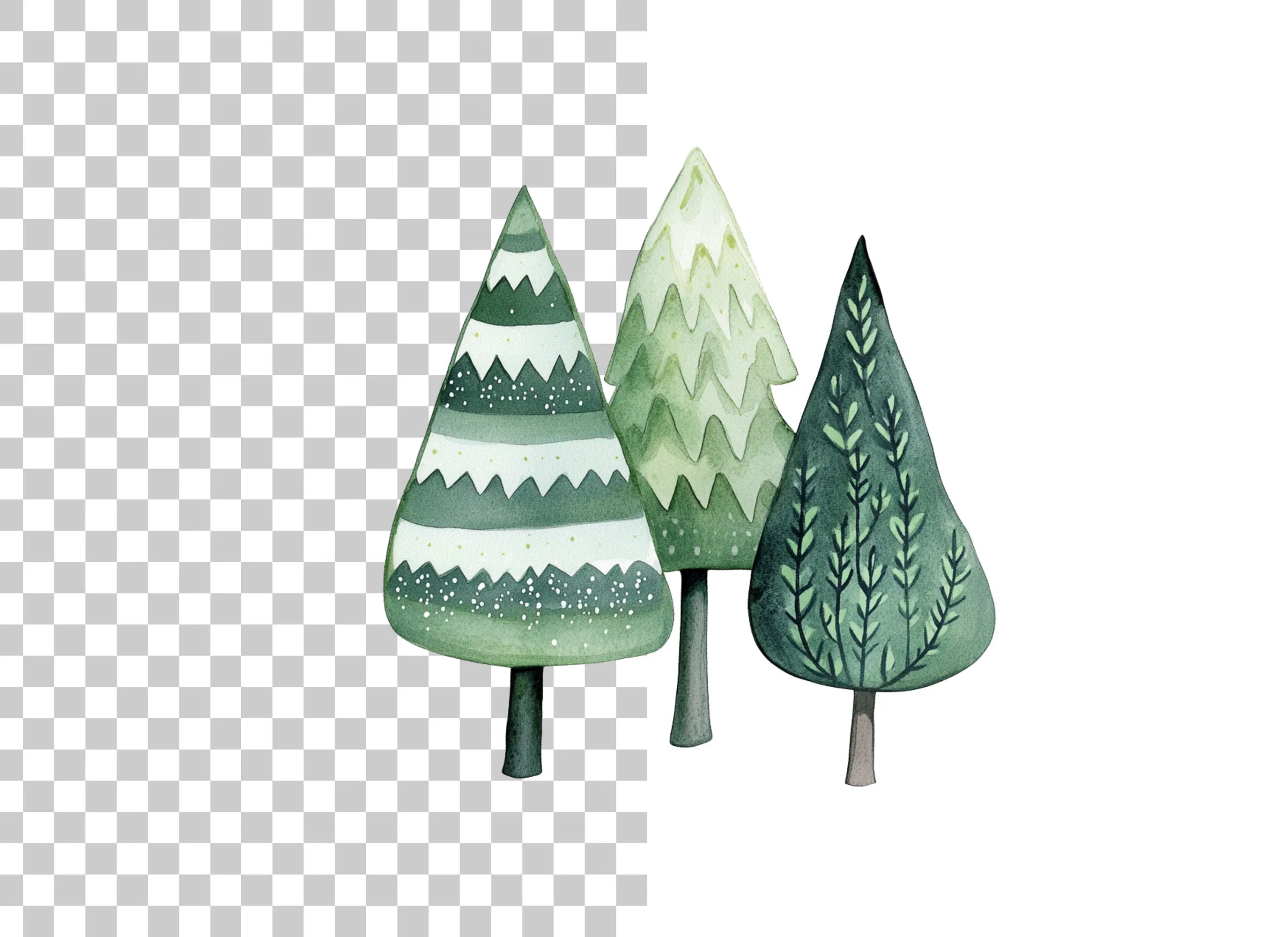 Winter Forest Tree Clipart Bundle