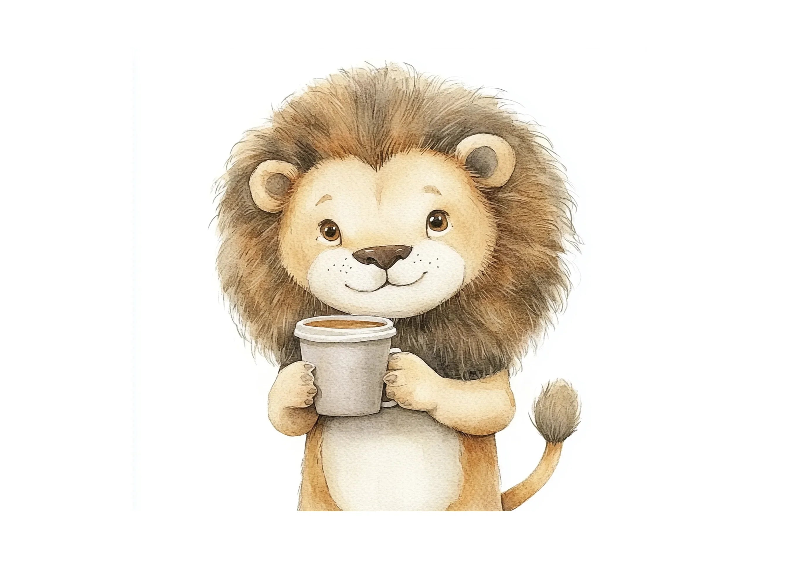 Charming Lion Coffee Cups Clipart Bundle