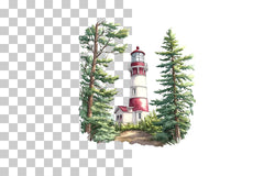 Lighthouse with Coastal Tree Frame Clipart Bundle - CraftNest - Digital Crafting and Art
