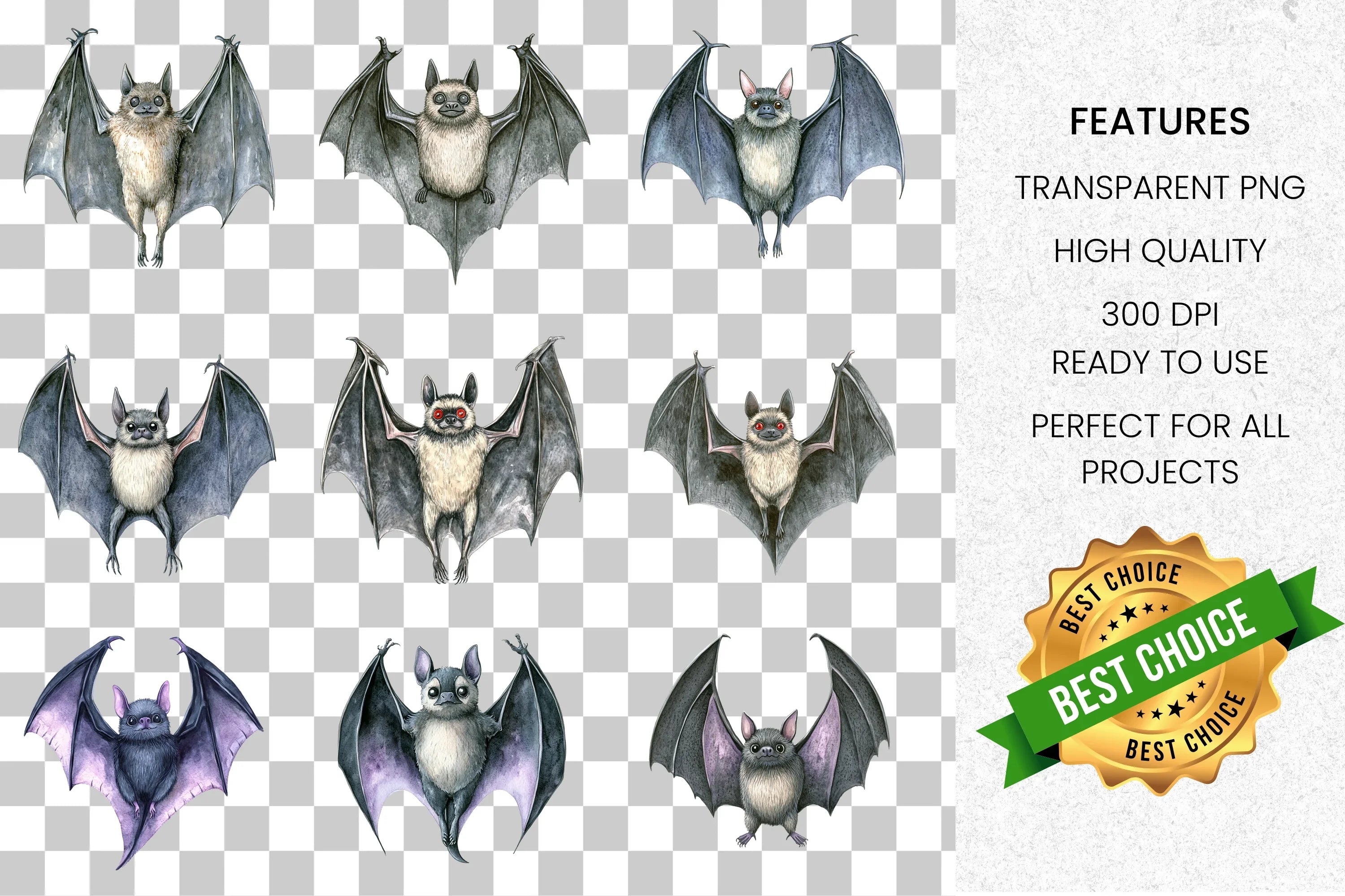 Halloween Bat Clipart Bundle