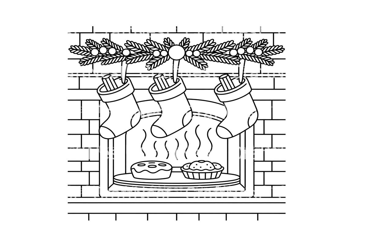 Christmas Fireplace Stockings Coloring Books