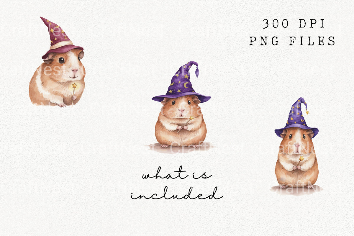 Adorable Wizard Guinea Pig Clipart Bundle