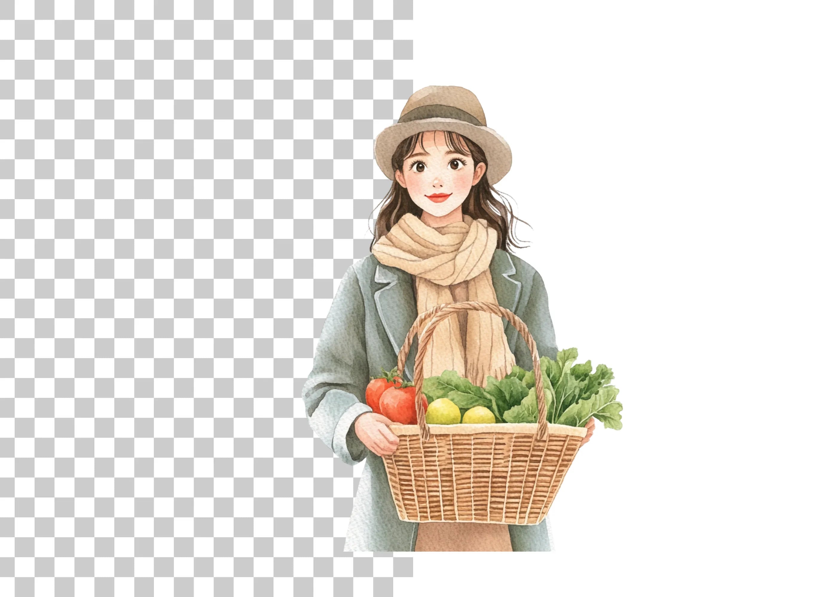 Women Shopping and Basket Clipart Bundle