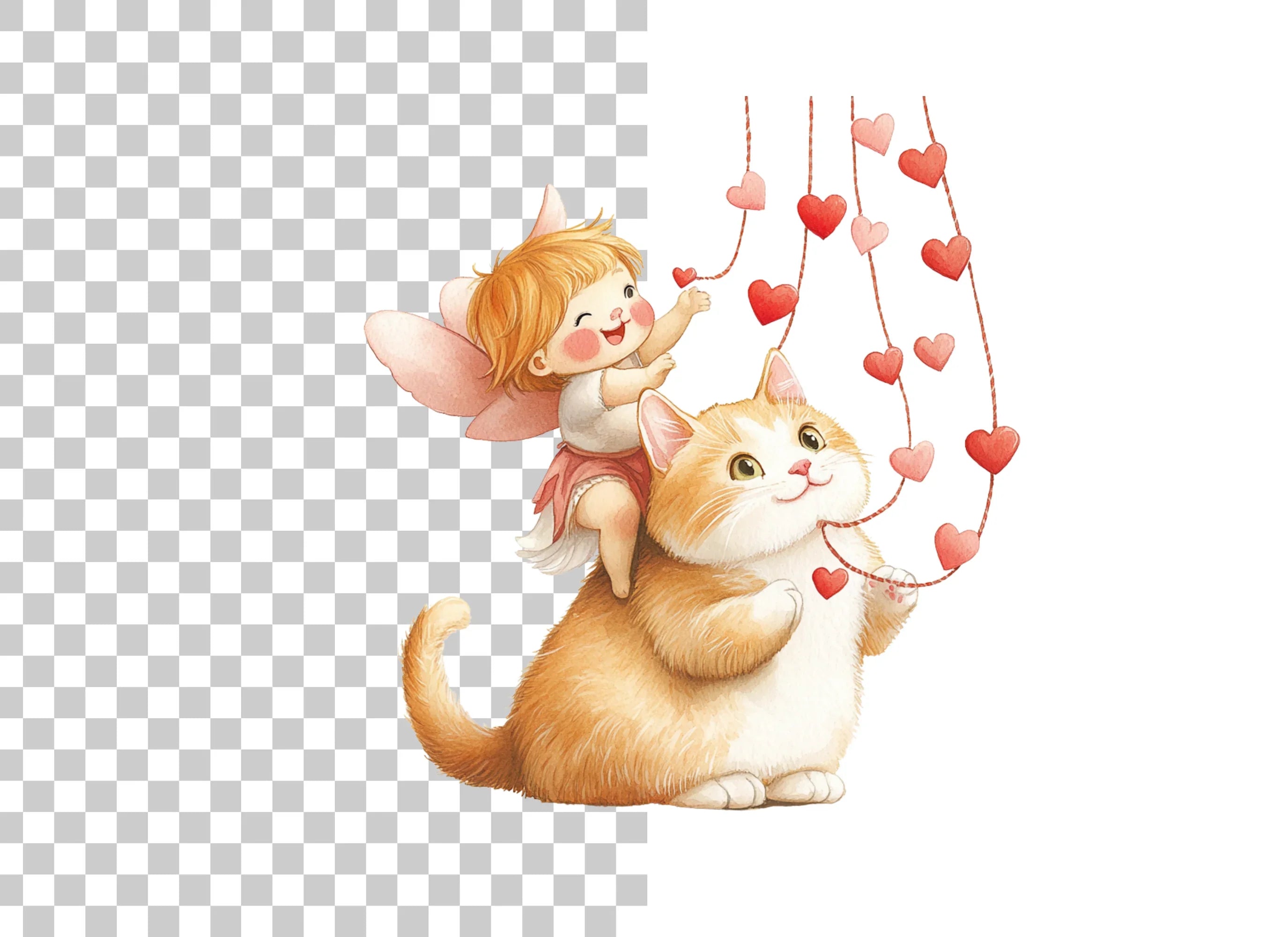 Cute Cupid Cats Valentine's Day Clipart Bundle
