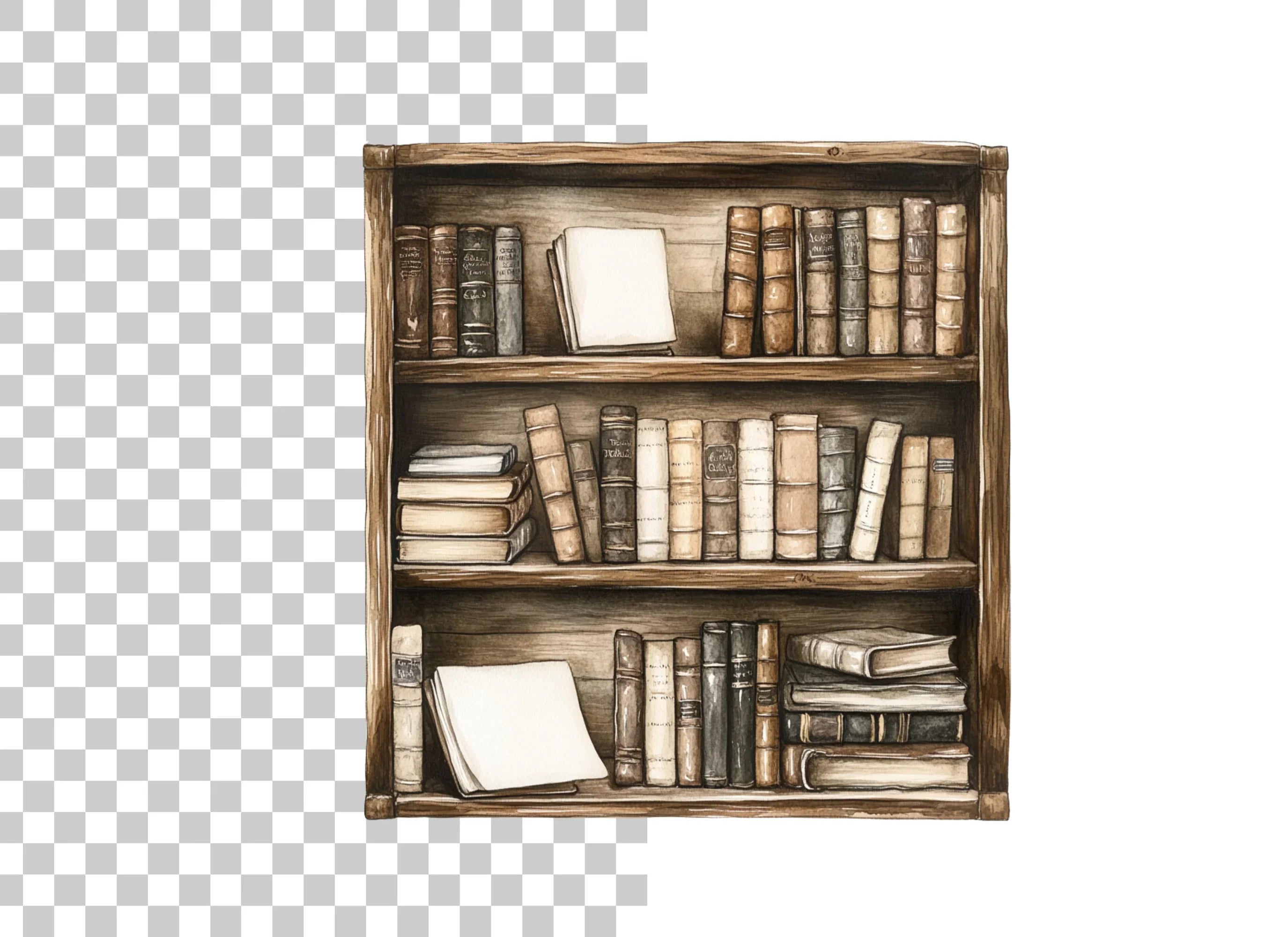 Rustic Bookshelves Clipart Bundle