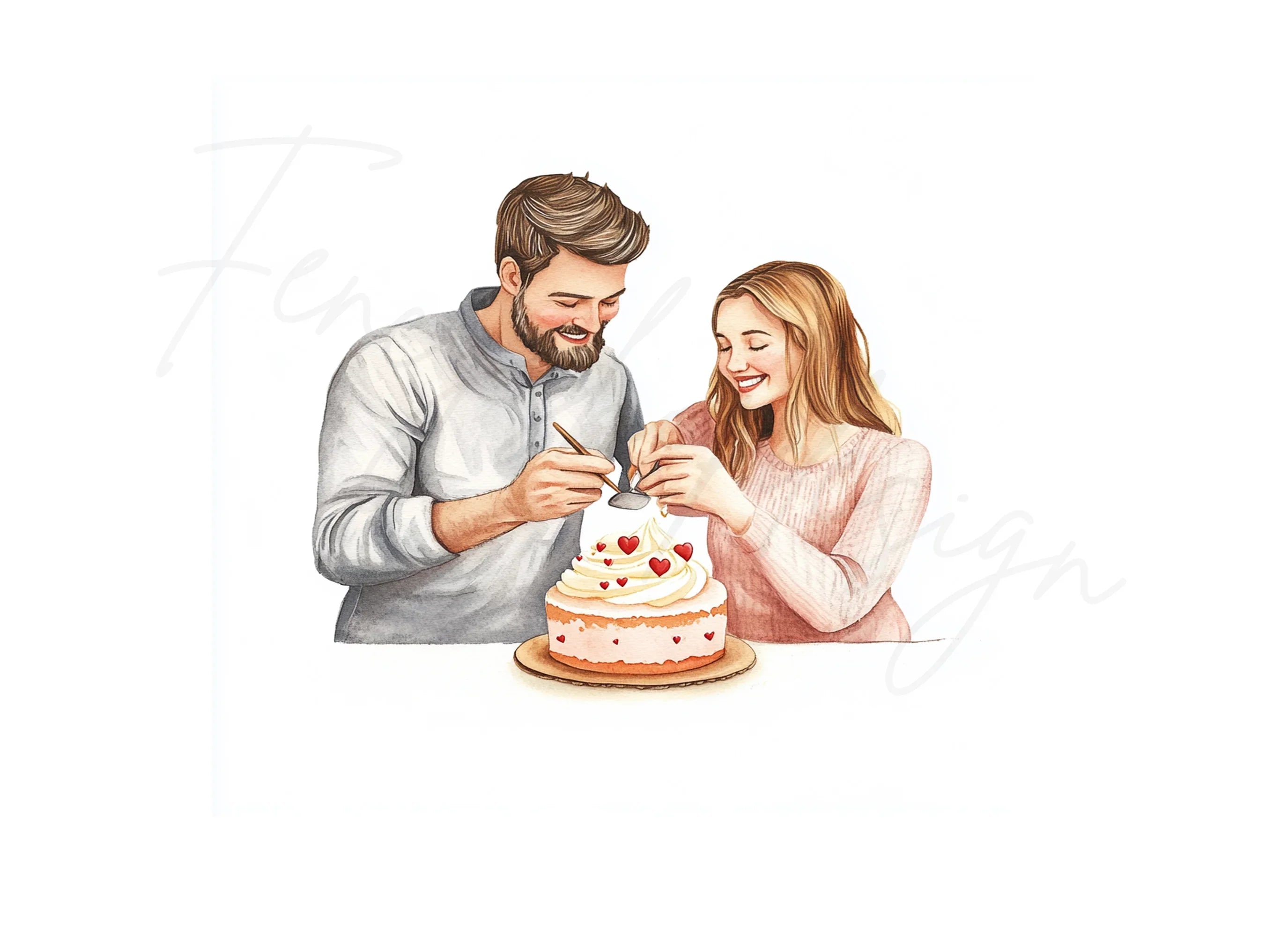 Couple Decorating Cake Clipart Bundle