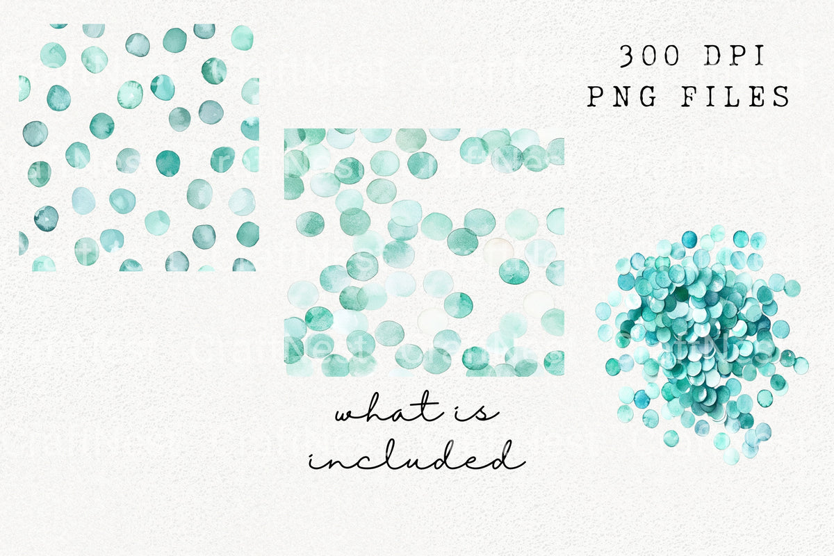 Mint Teal Confetti Clipart Bundle
