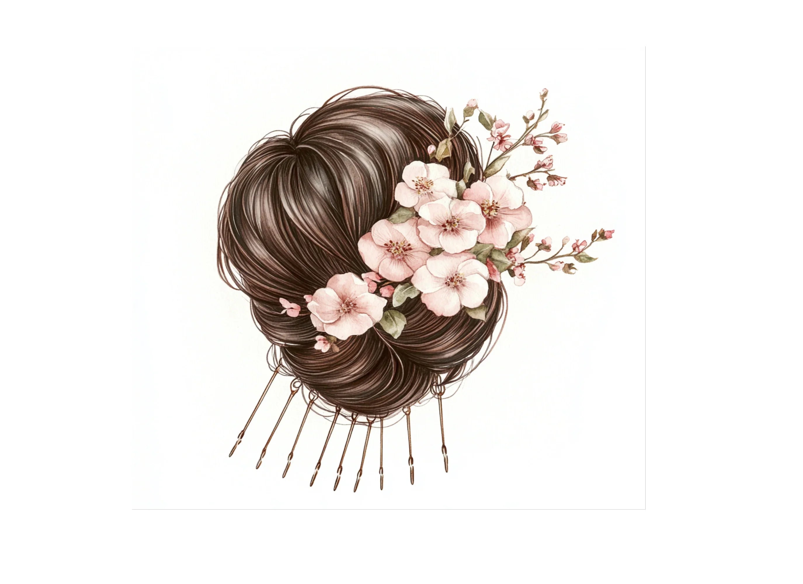 Elegant Bridal Hair Clipart Bundle