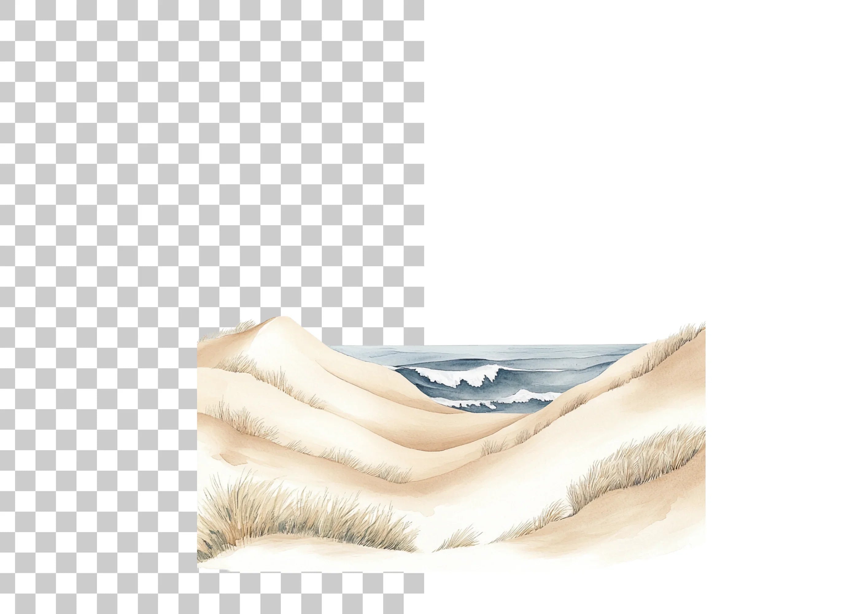 Beach Dunes Ocean Waves Clipart Bundle