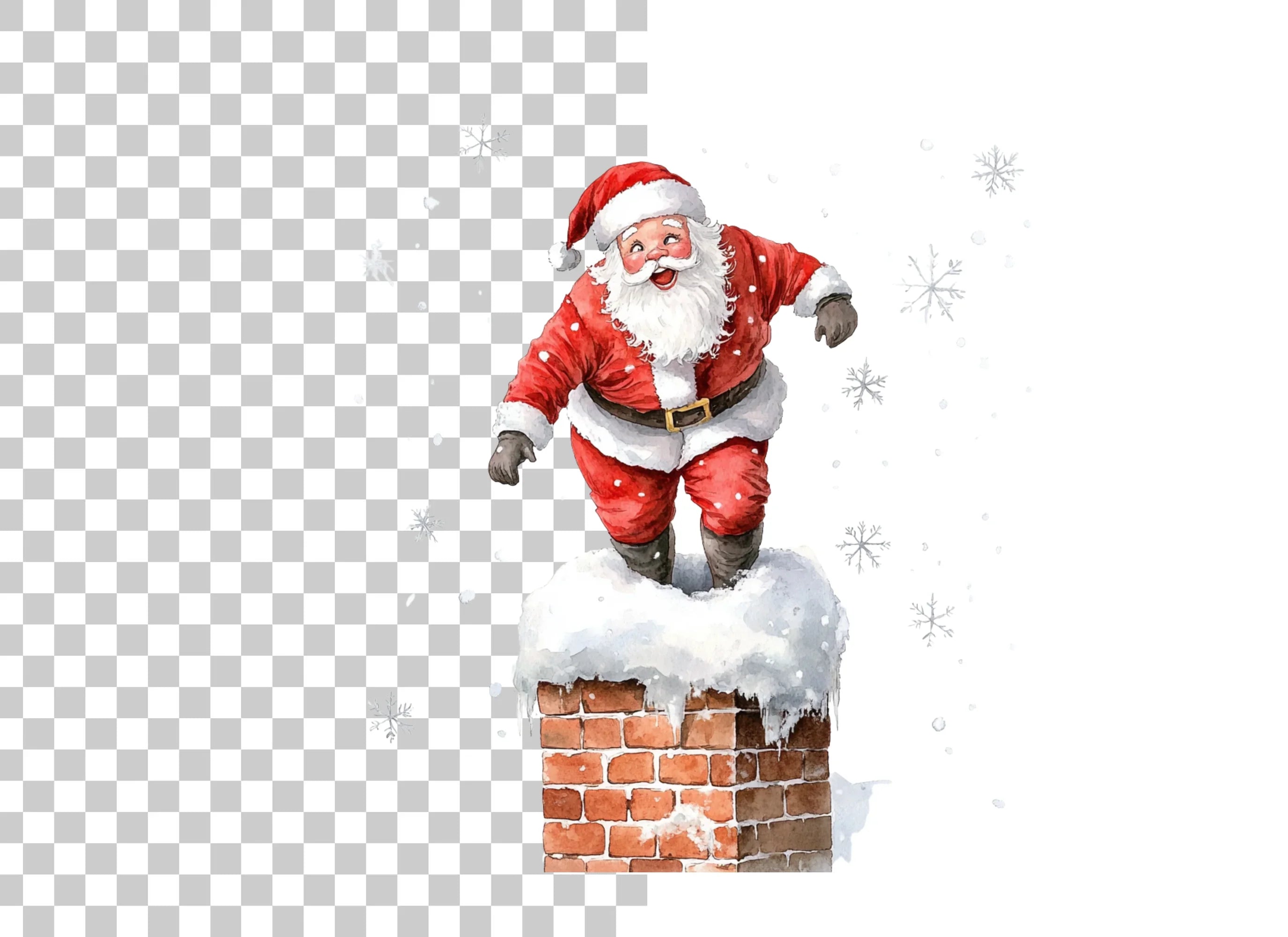 Jolly Santa Claus Chimney Clipart Bundle