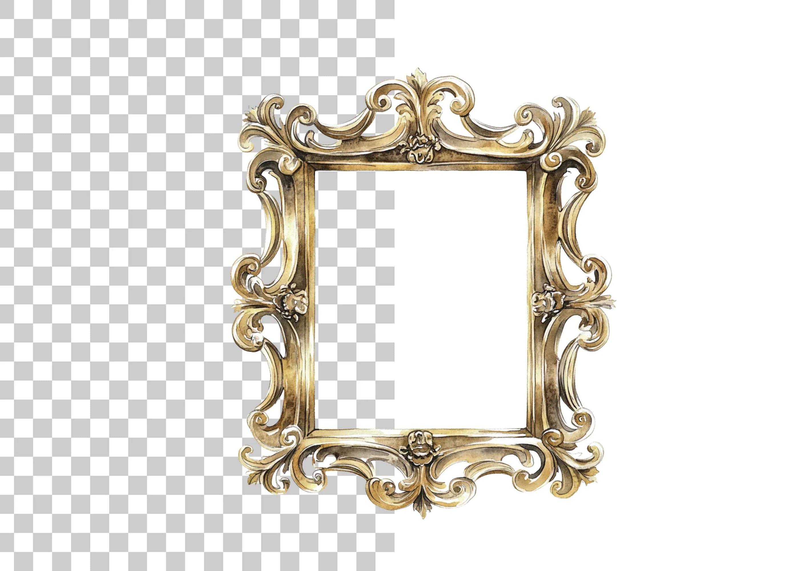 Luxurious Golden Ornate Frame Clipart Bundle