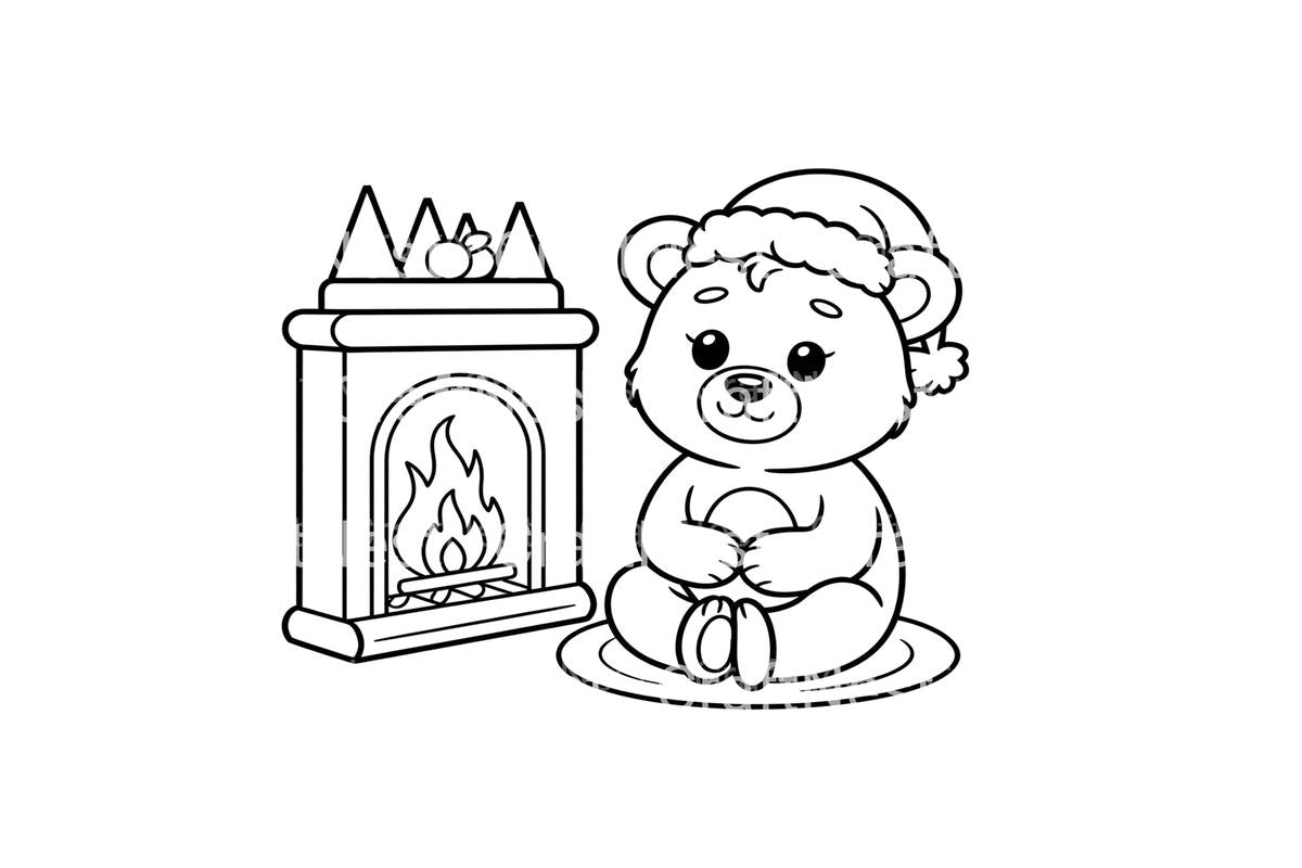 Christmas Bears by Fireplace Coloring Books