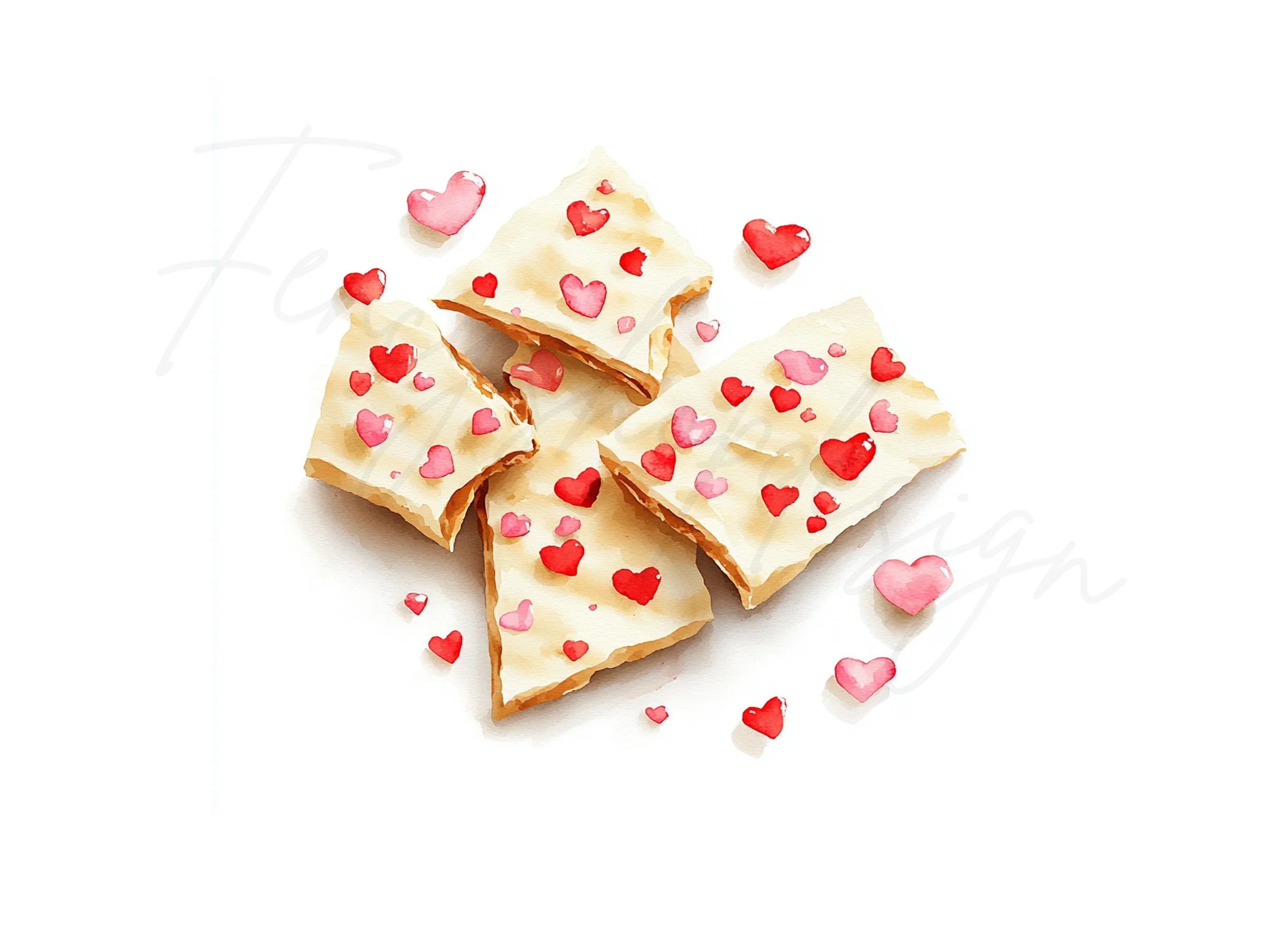 Heart Sprinkled White Chocolate Bark Clipart Bundle