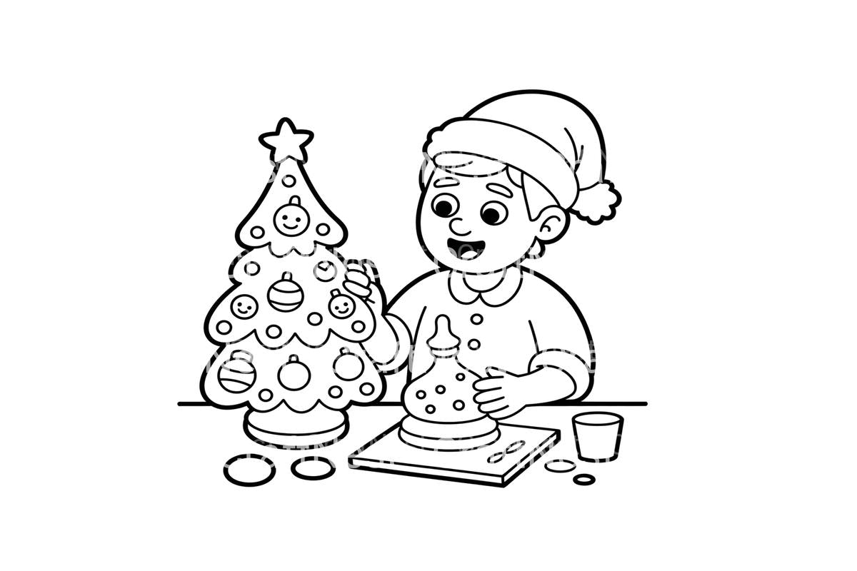 Kids Making Christmas Ornaments Coloring Books