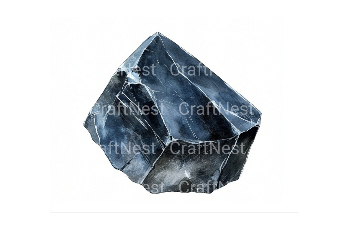 Black Obsidian Gemstone Clipart Bundle