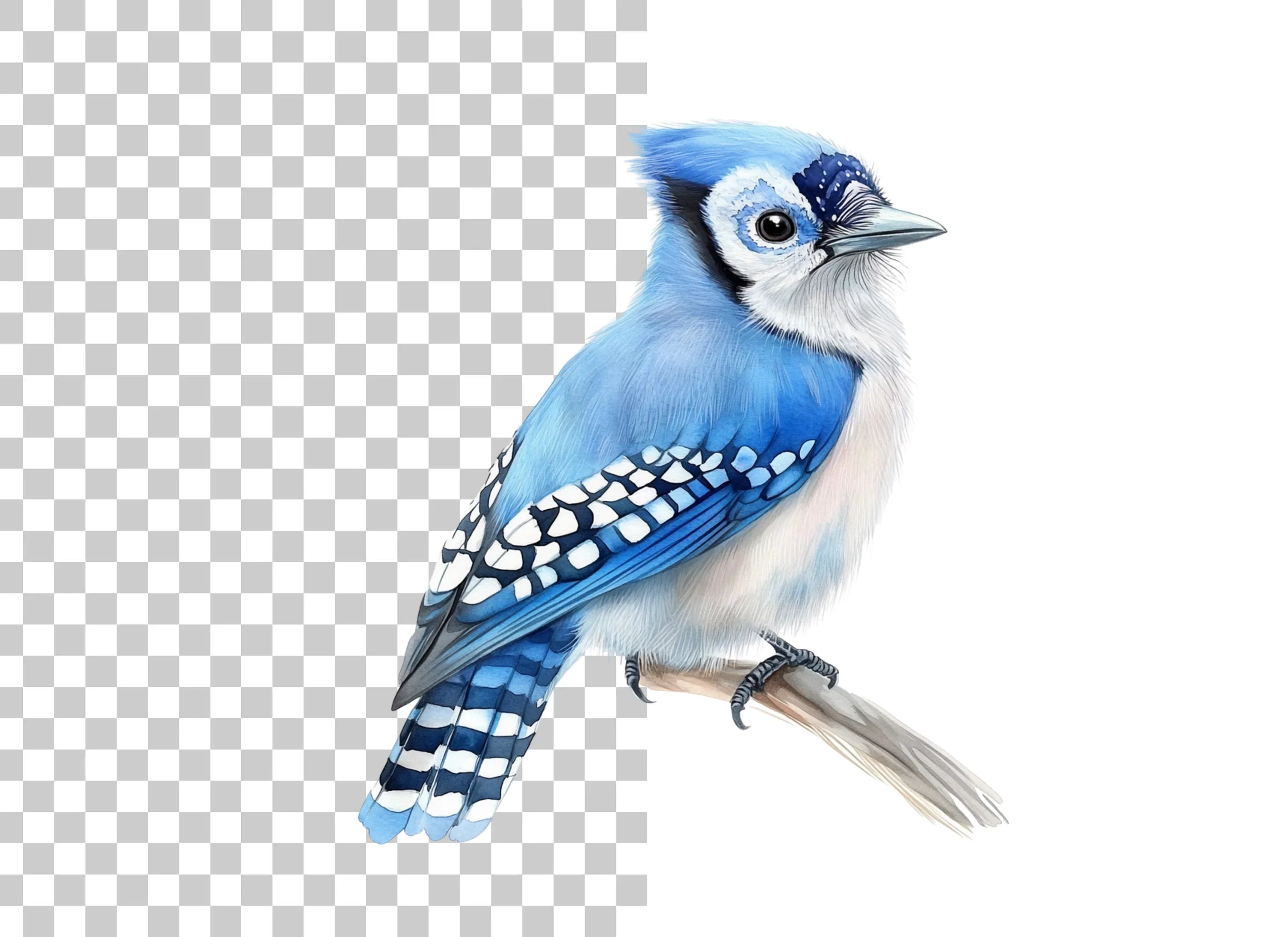Realistic Blue Jay Perched Clipart Bundle