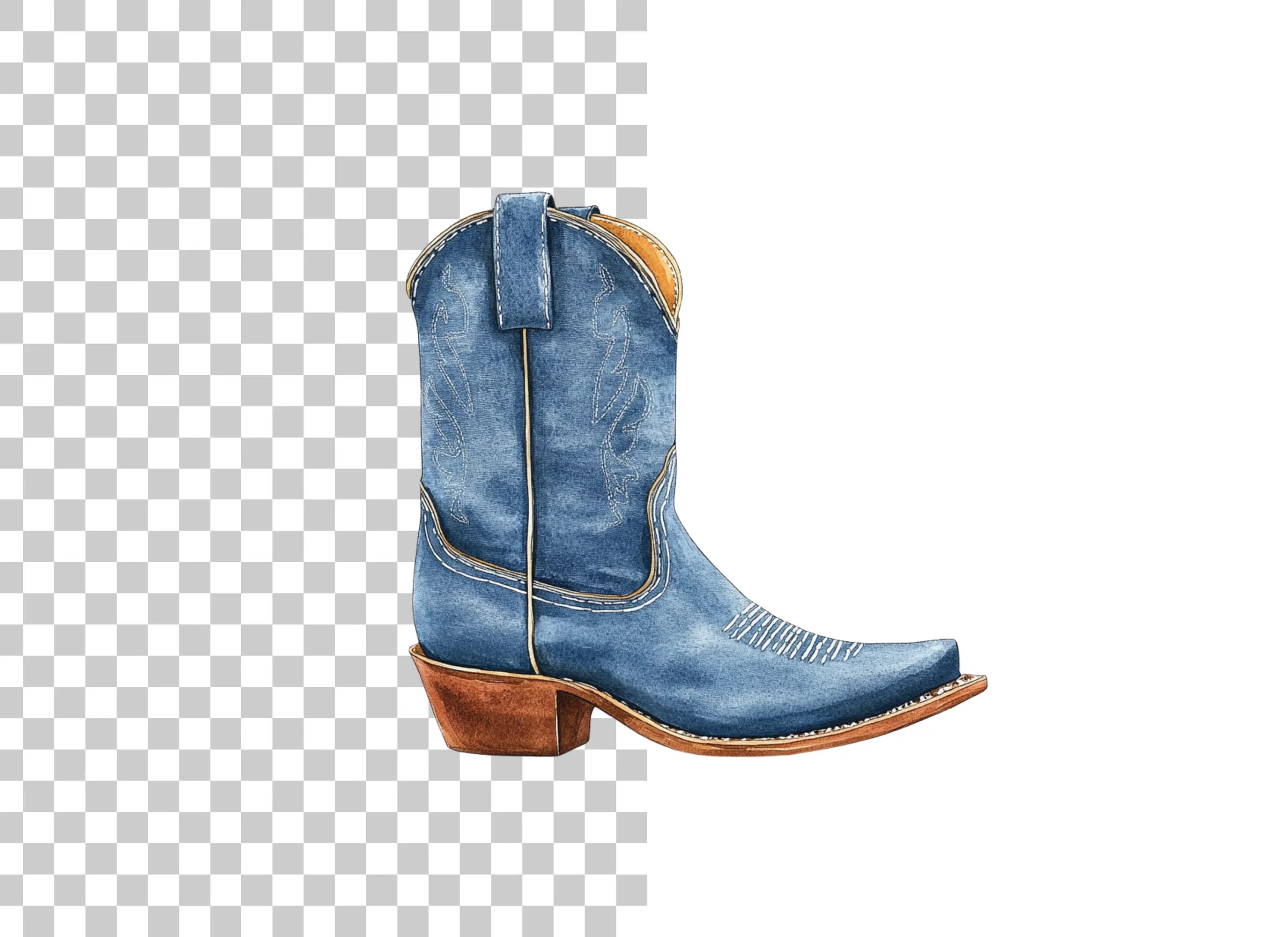 Blue Cowboy Boots Clipart Bundle