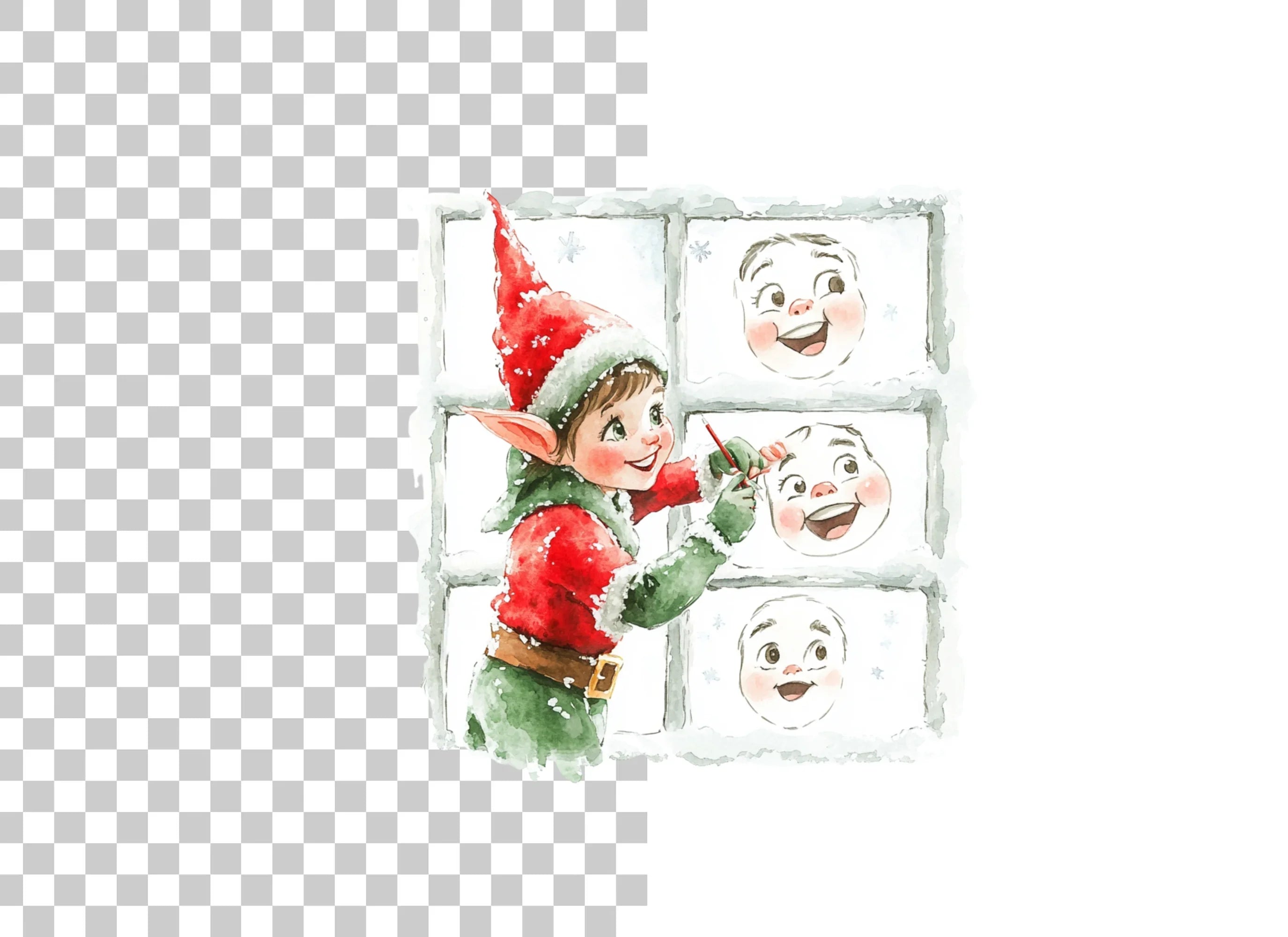 Christmas Elf Window Faces Clipart Bundle